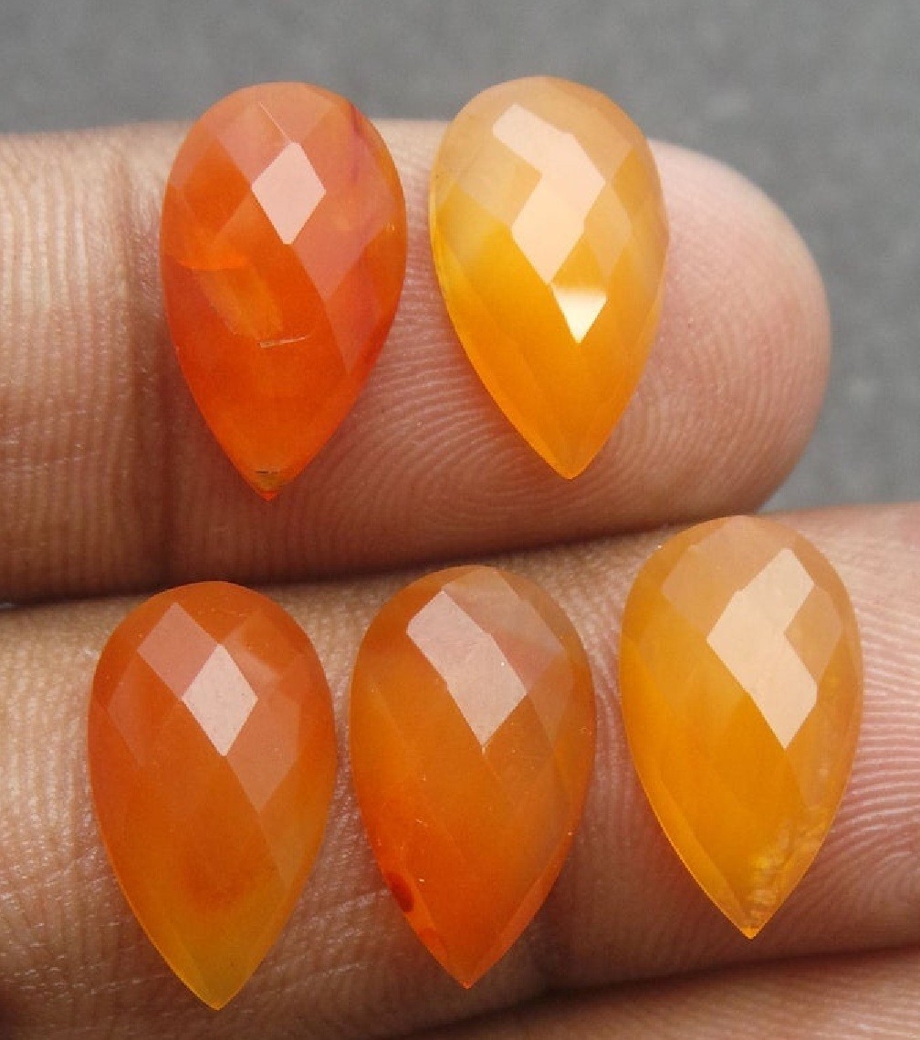 Natural Carnelian Pear Rose Cut 6x9mm To 12x16mm Loose Gemstone