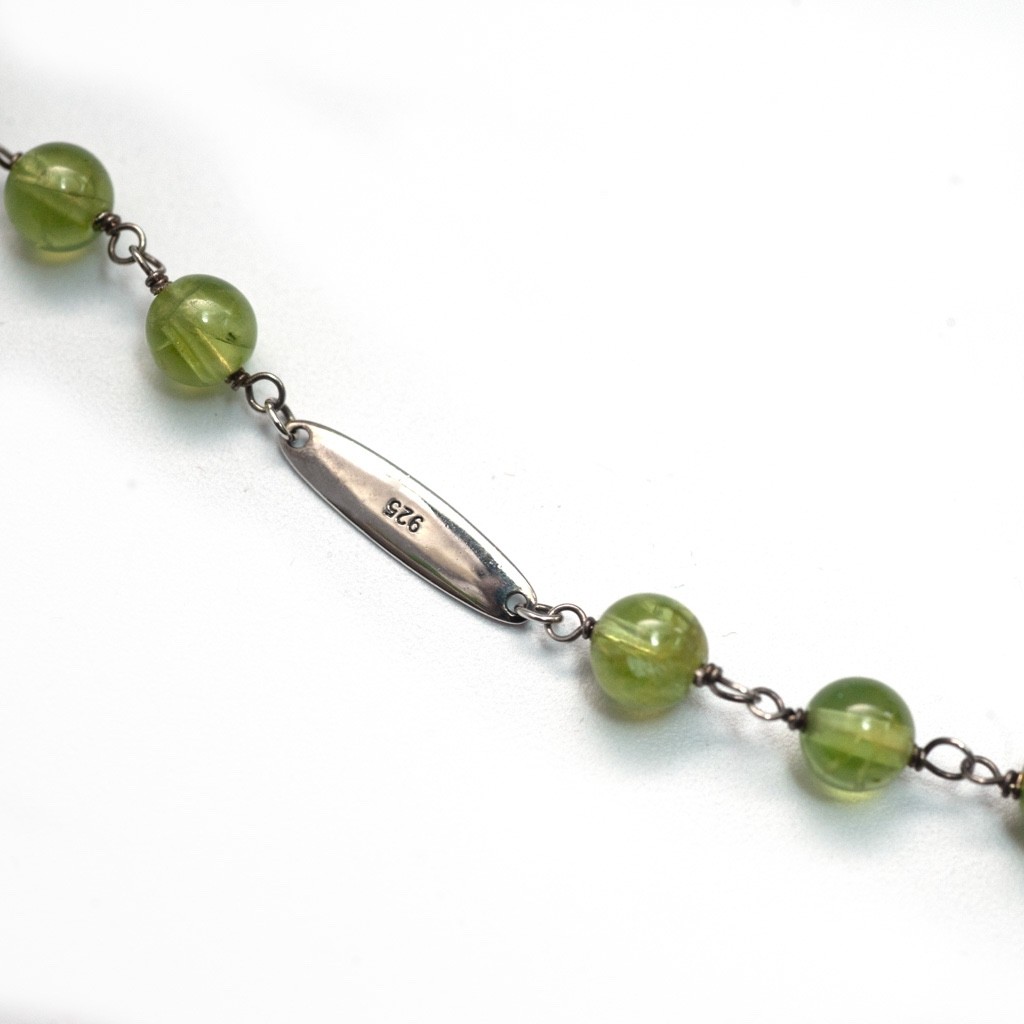 LAGOS Sterling Silver Caviar Icon Green Peridot 4mm Bead 5 Station Necklace 18″