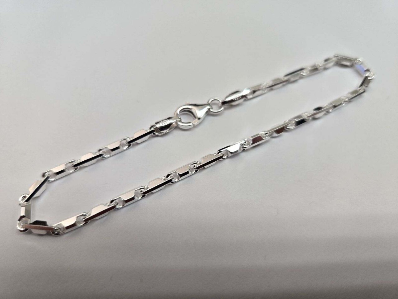 925 Sterling Silver Beveled Edges Italian Baht Chain Necklace 2.5mm 7″ to 30″