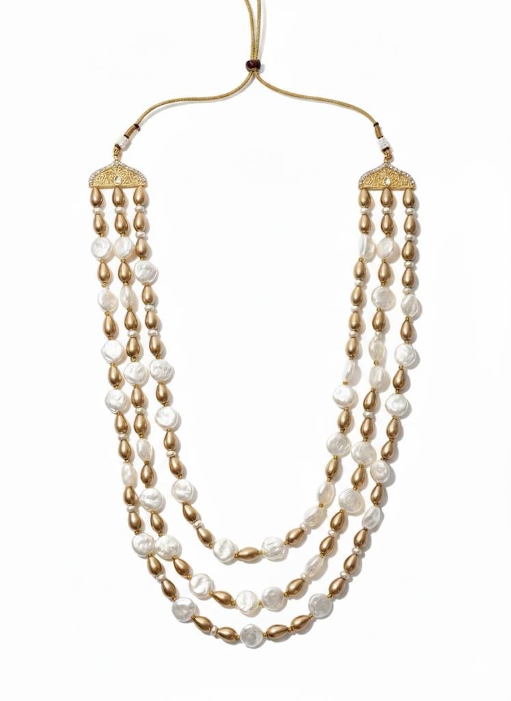 Handmade Beaded Natural Stones Necklace Mala Artificial Stones Pearls Necklace