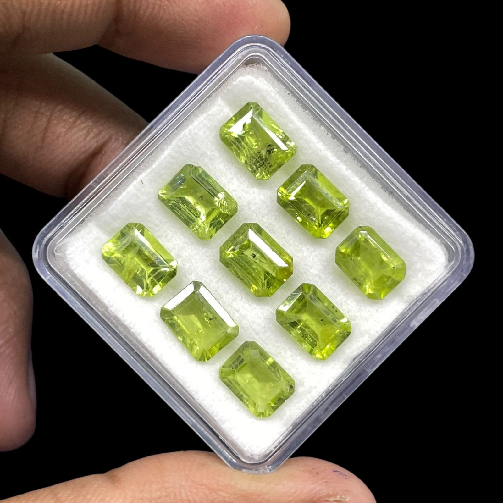 9 Pcs Natural Peridot 8x6mm Emerald Cut Green Loose Untreated Gemstones