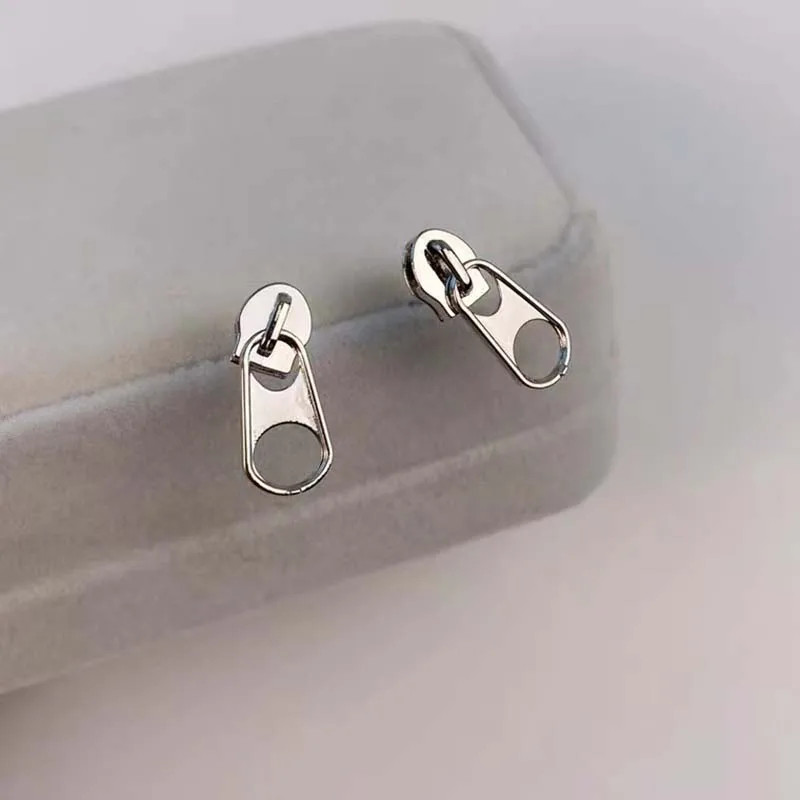 Design Zipper Head Stud Earrings for Women Men Hollow Out