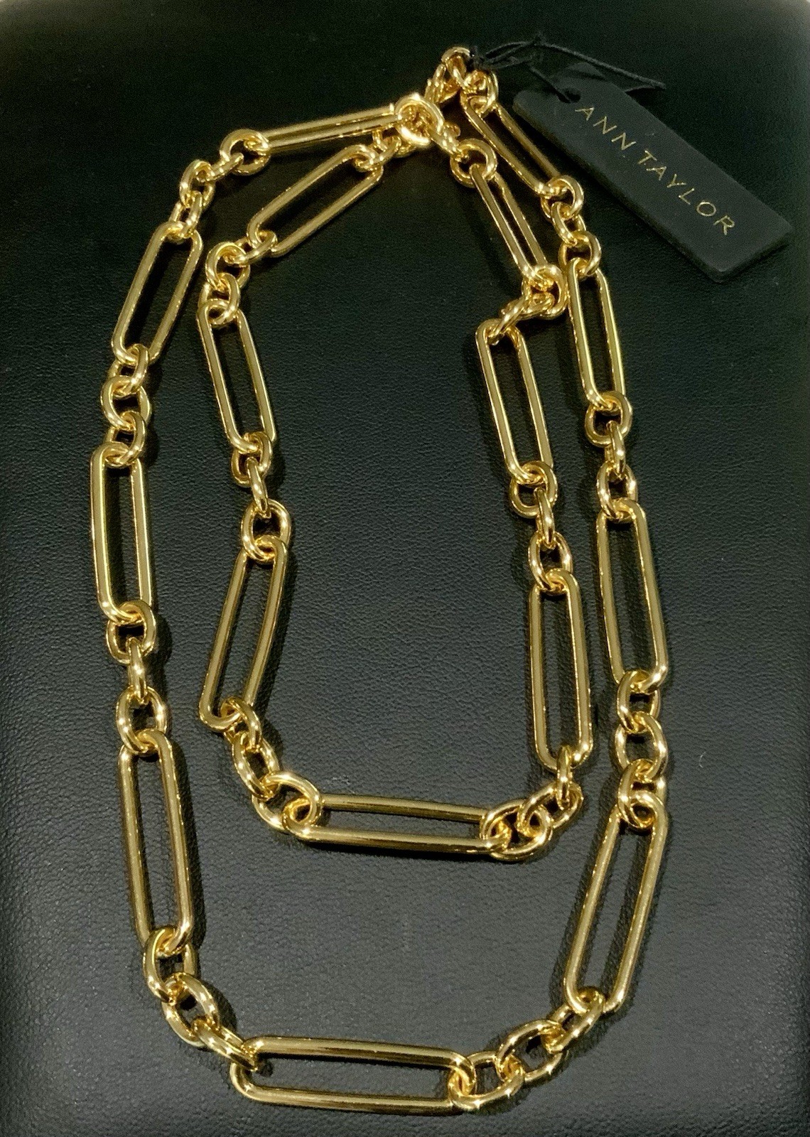 Ann Taylor Designer Gold Tone Paper Clip Chain Necklace New With Tags 30 Inches