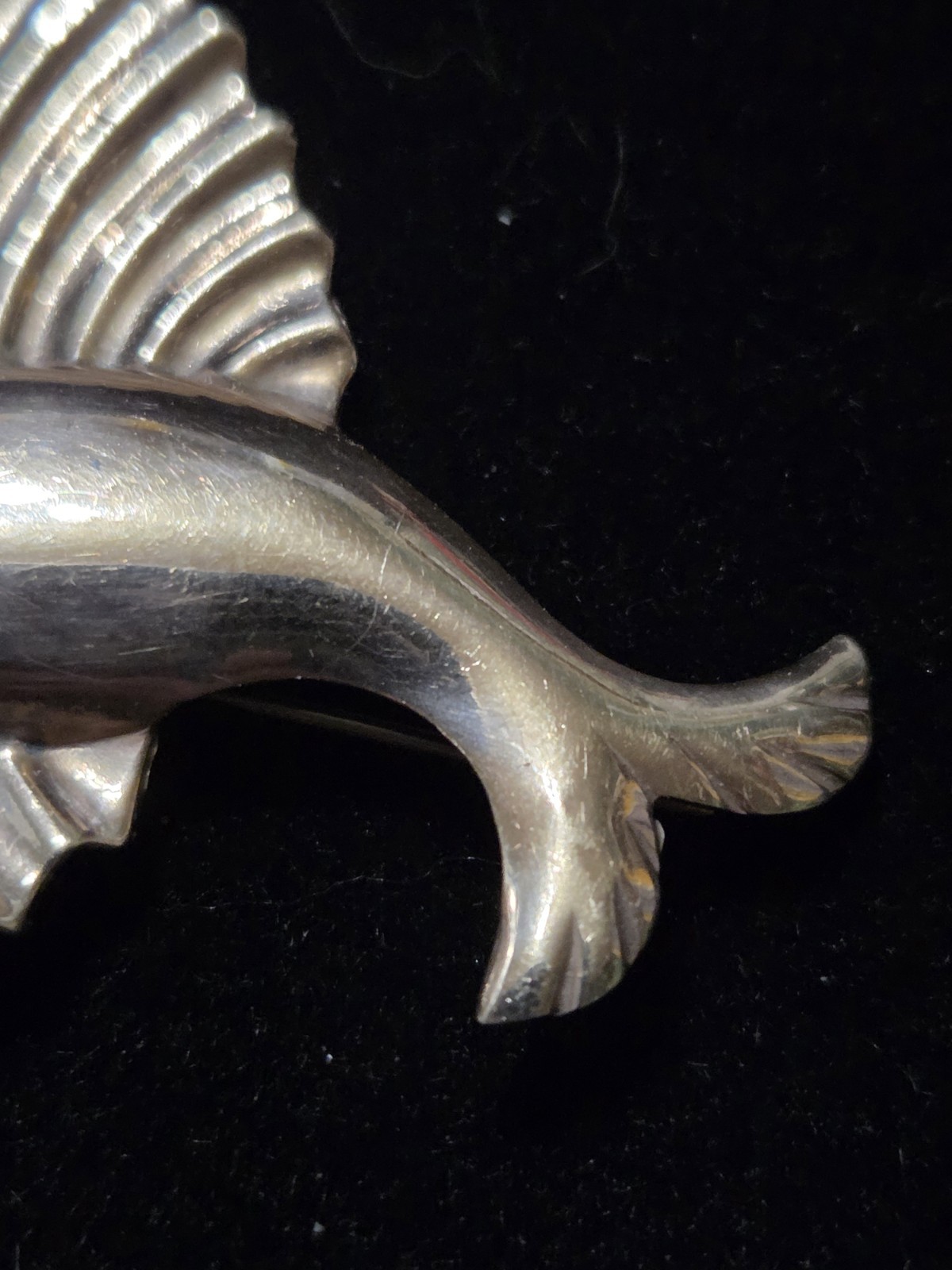 Sterling Silver 1930s Art Deco Flying Fish Cute Marked Sterling As Pictured