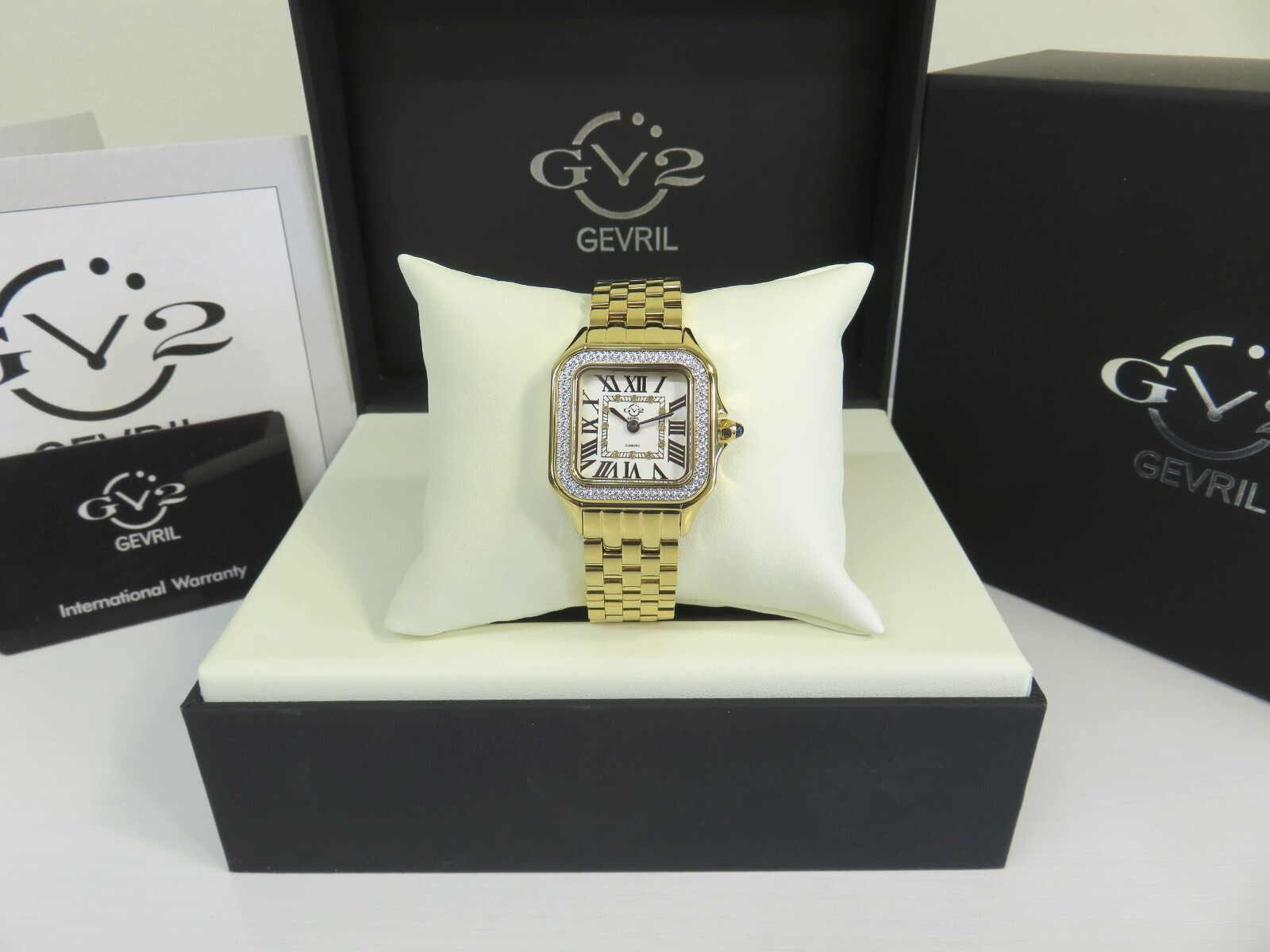 GV2 by Gevril Women’s 12112B Milan Swiss Quartz IPYG Steel Diamond Watch