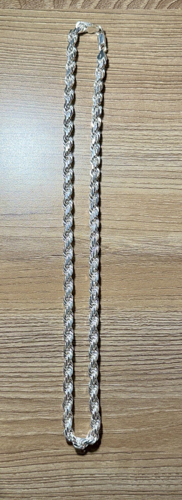 925 Stamped Sterling Silver 7mm Diamond Cut Rope Chain Necklace 22 inch