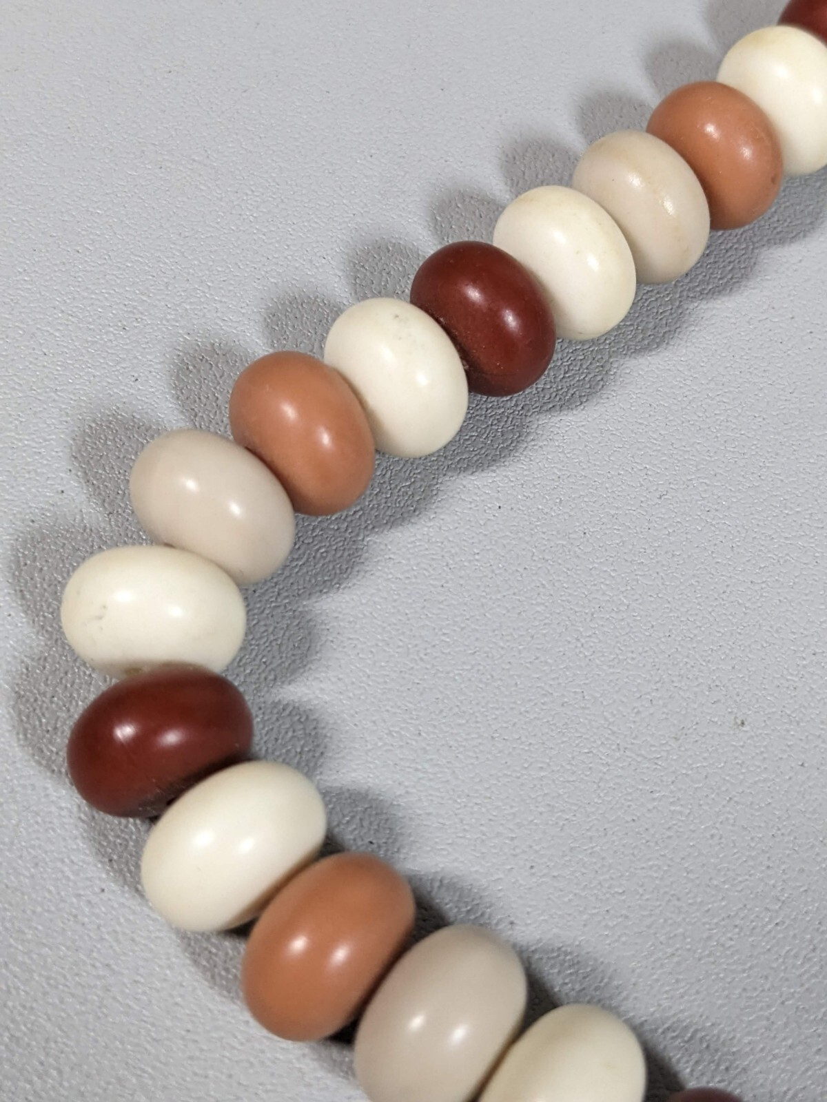 Vintage Brown Ivory Color Rounded Bead Longer Necklace 24 inches