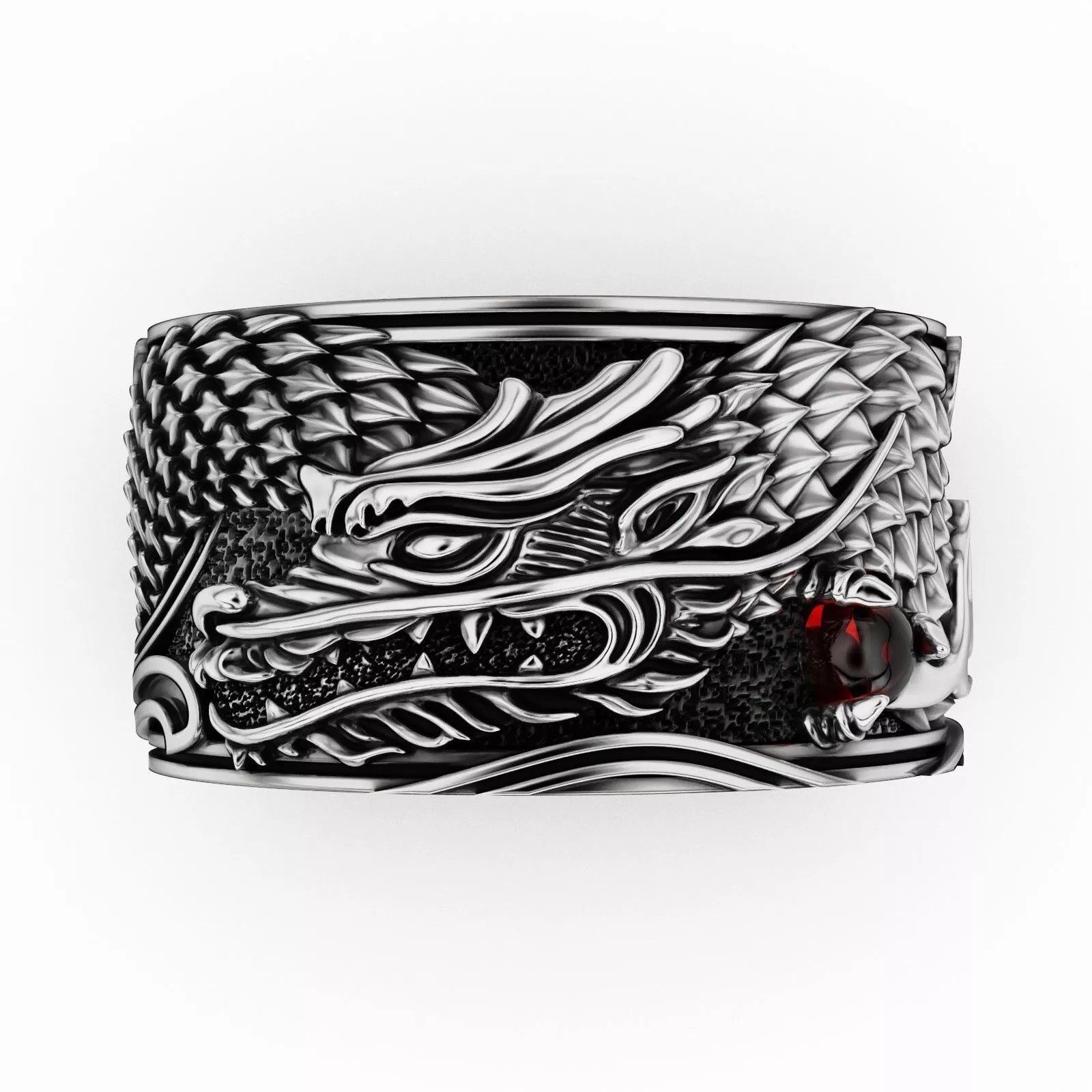 Oxidized Men’s Japanese Dragon Gothic Punk 925 Sterling Silver Statement Rings