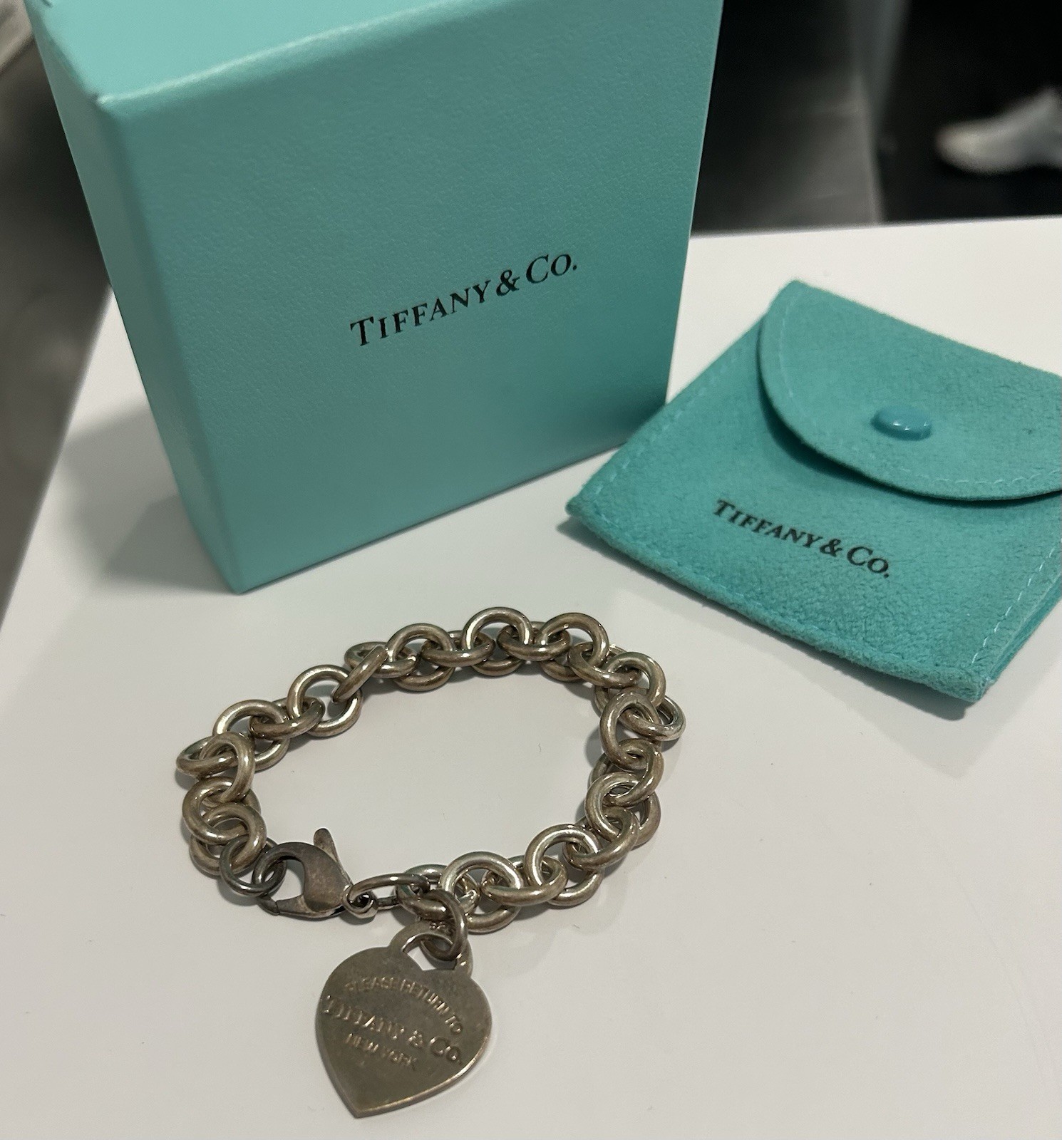 Tiffany & Co. Return to Tiffany Heart Tag 925 Silver Cable Bracelet