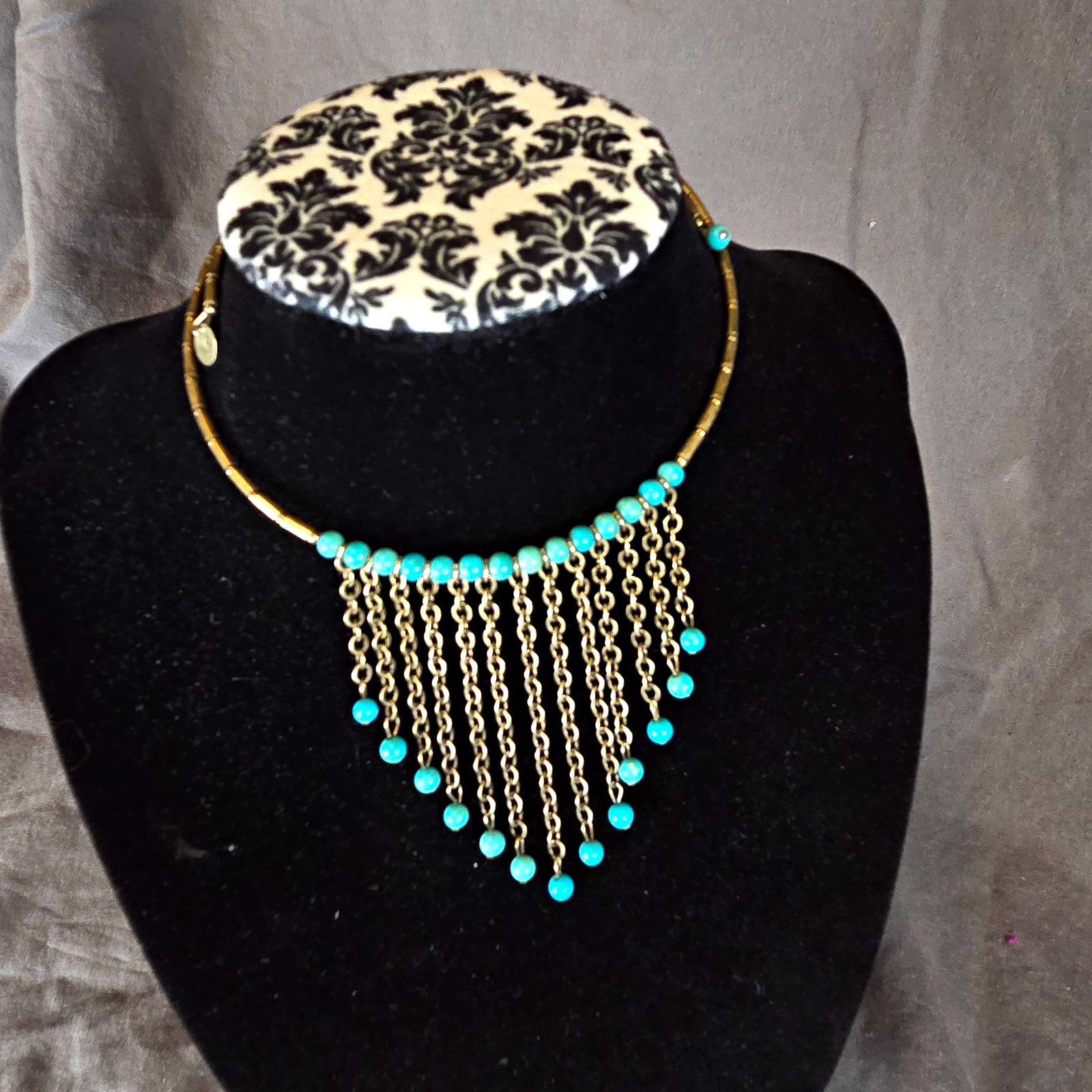 Caroline Pollack Relios Sterling Silver 925 Turquoise Memory Wire Drip Necklace