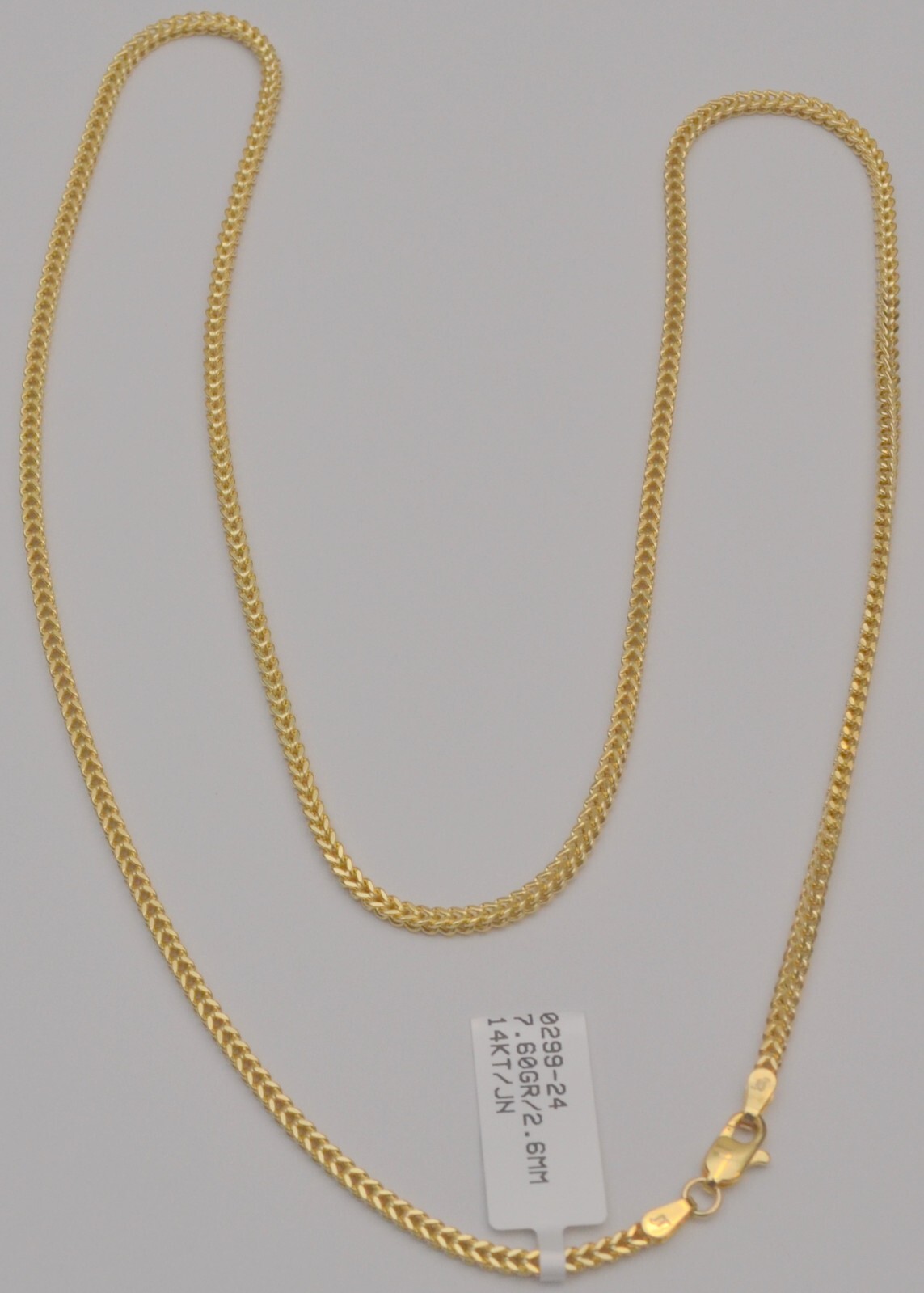 Franco Chain Necklace 14k Yellow Gold Box Link 2.3 mm Wide