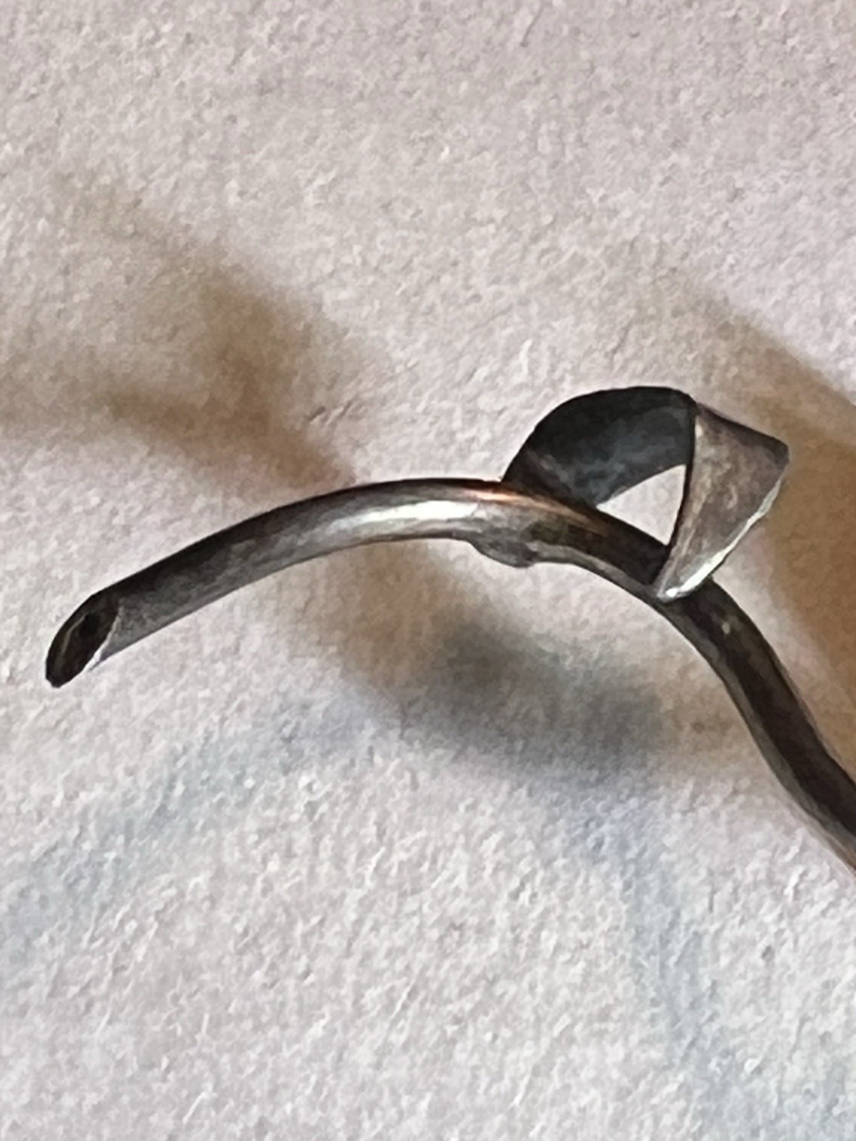 Vintage 1950s 3D orchid flower pin solid silver genuine, raw uncut green Emerald