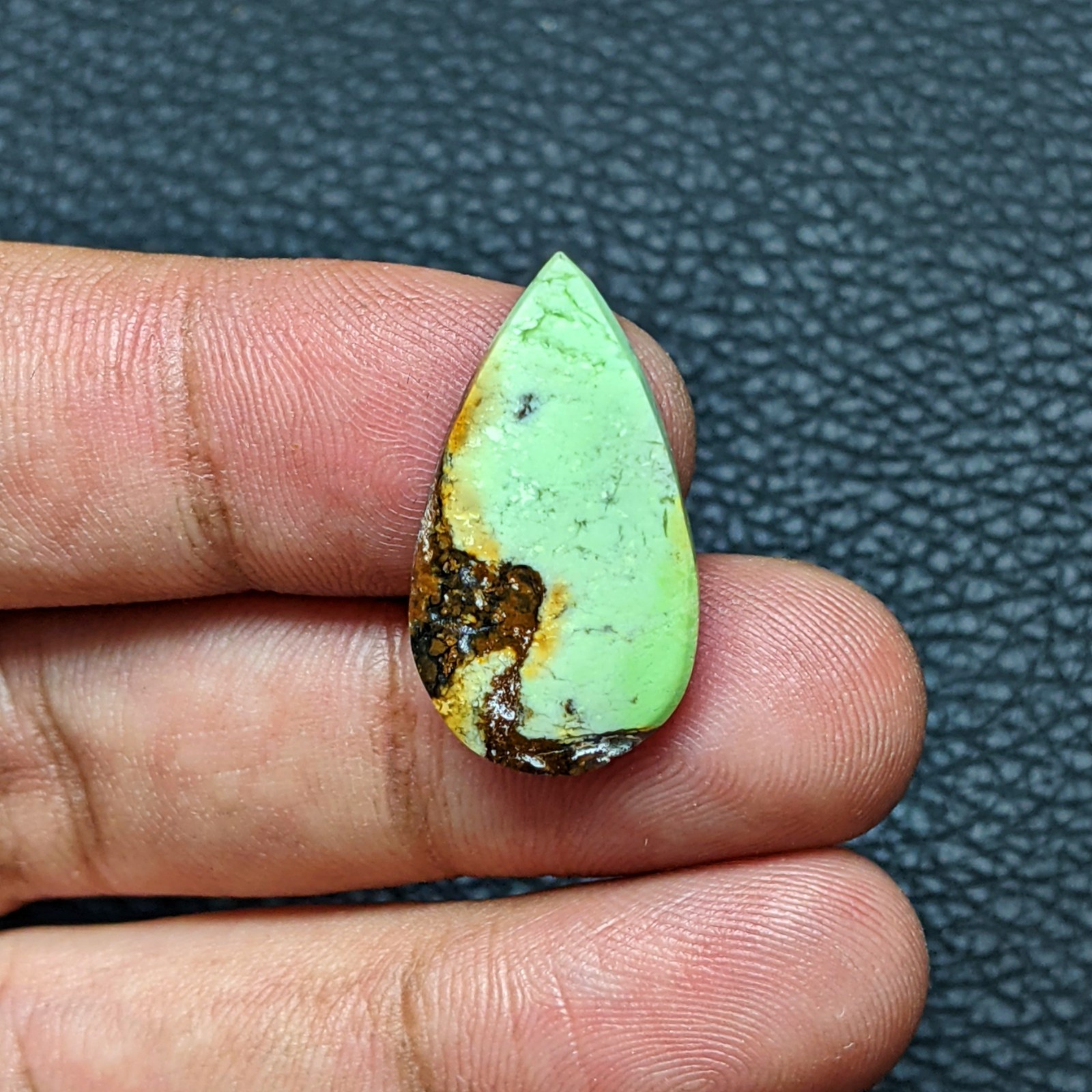 Natural Lemon Chrysoprase Pear Shape Cabochon Loose Gemstone 23x12mm