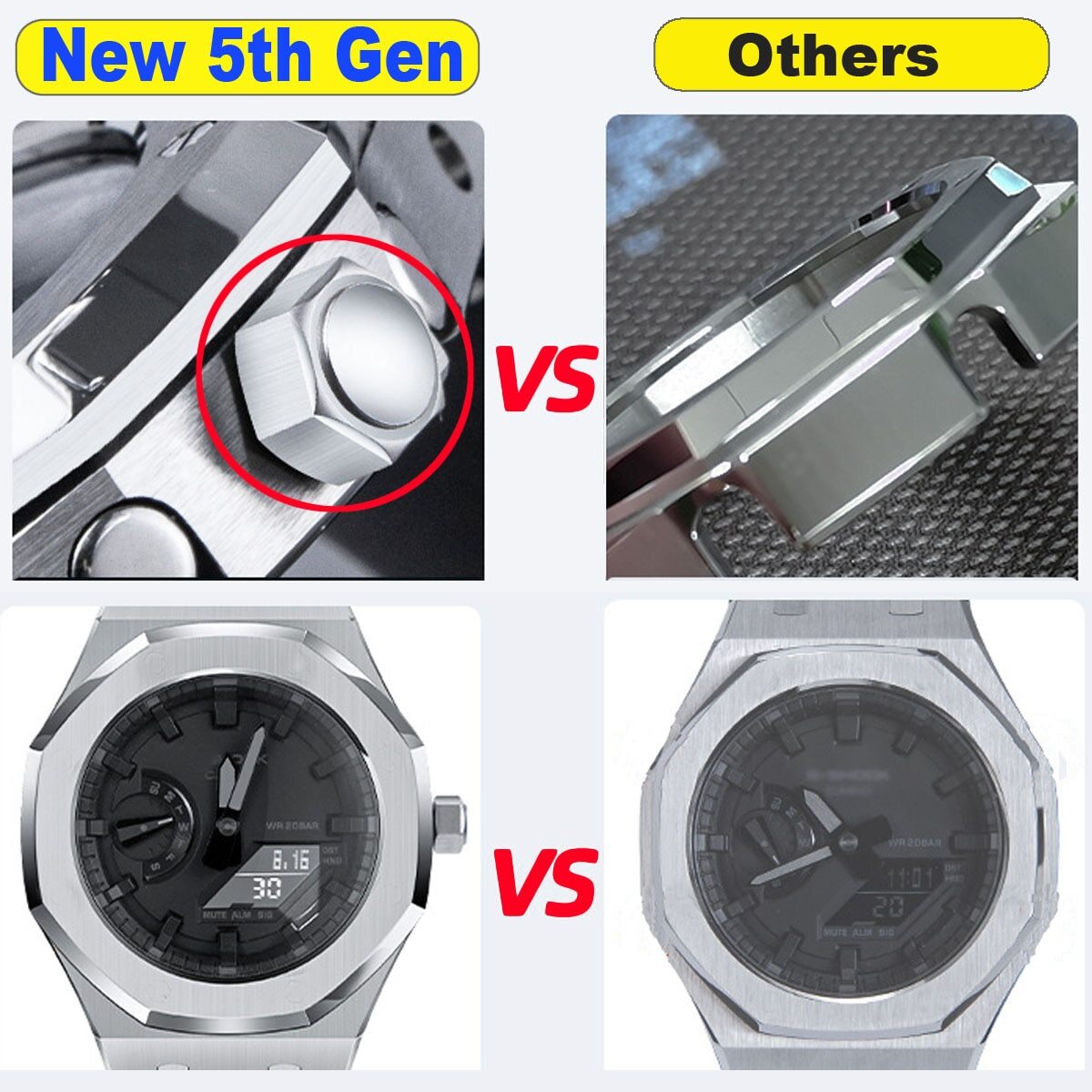 Stainless Steel CasiOak 5th AP Mod Kit Bezel Case Band For G-SHOCK GA2100/GA2110