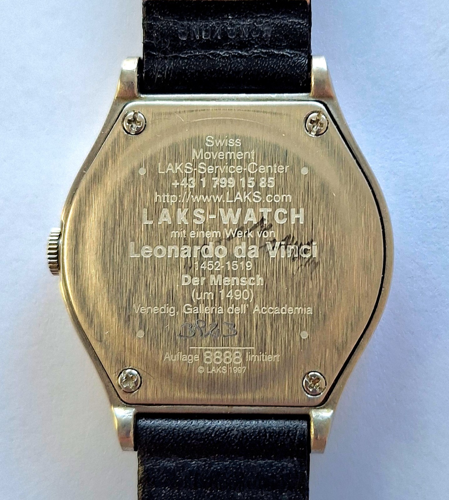 Leonardo da Vinci’s Vitruvian Man Ltd. ED. LAKS Art Watch c.1998 Great Condition