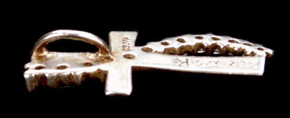 Vintage Bolivia Gold Sterling Silver Rhinestone Methodist Cross Charm Pendant
