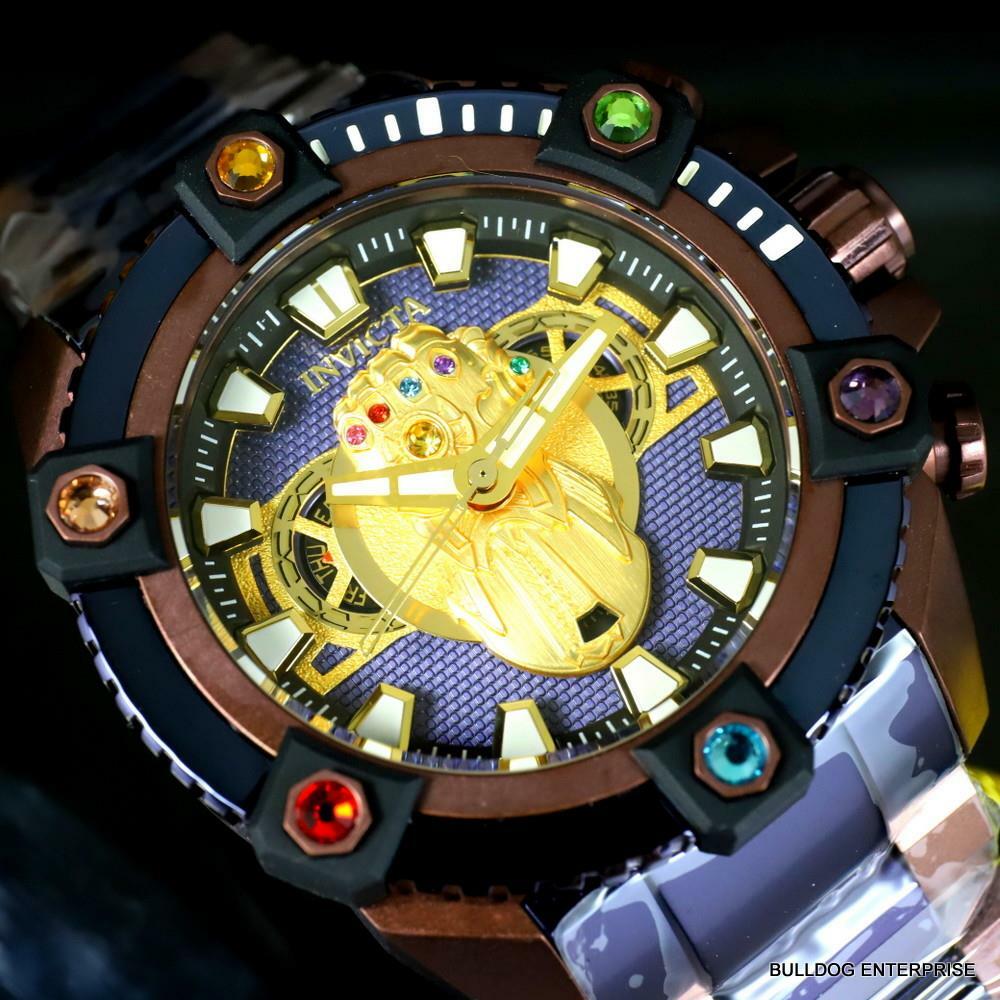 Invicta Grand Octane Marvel Thanos Infinity Gauntlet Steel Swiss 63mm Watch New