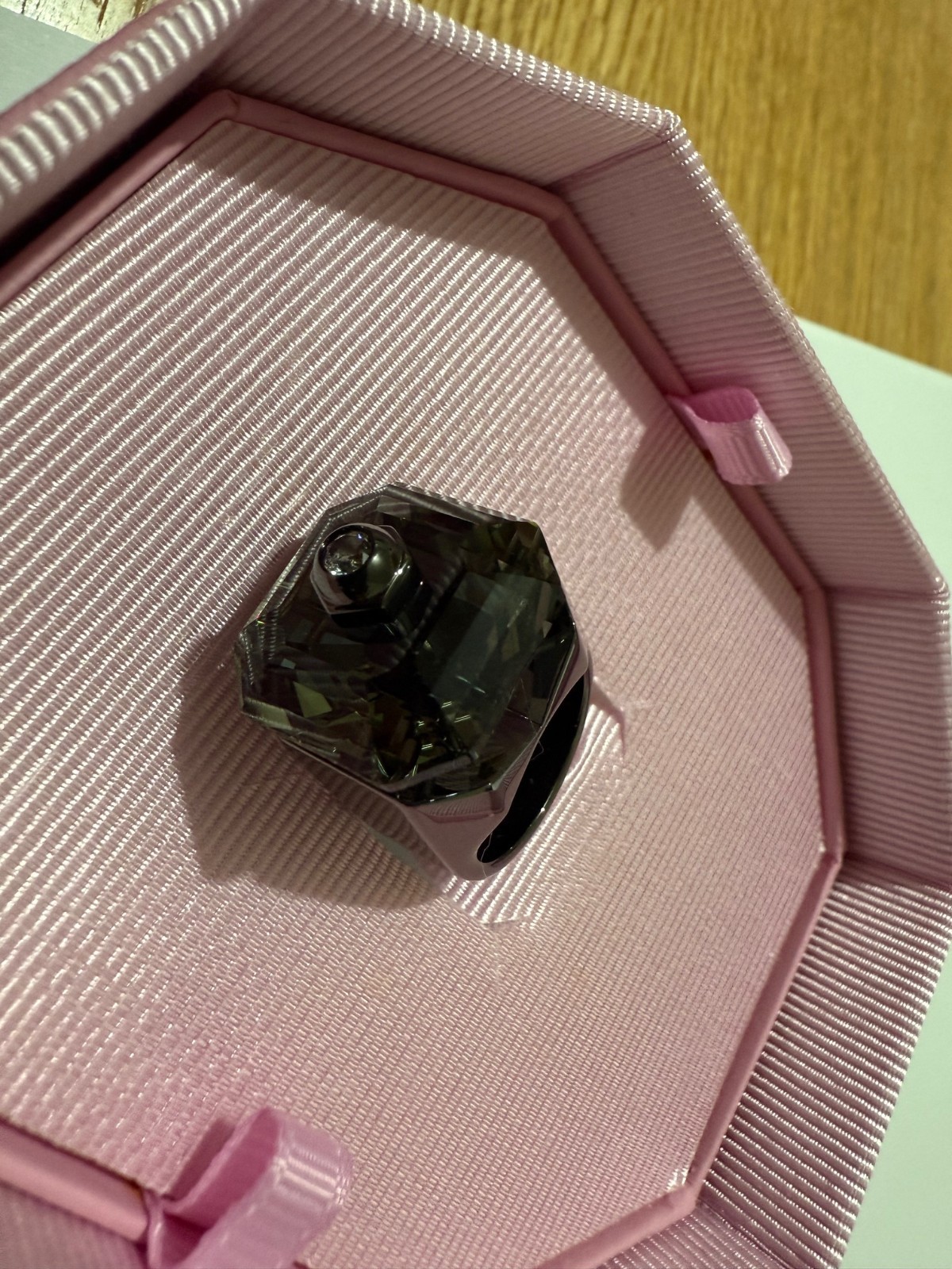 Swarovski Numina Octagonal Black Ruthenium Cocktail Ring 5628577 Size 52 NEW