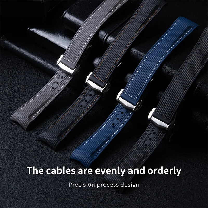 21mm FKM Rubber Watch Strap Fits Omega Seamaster Planet Ocean 600M