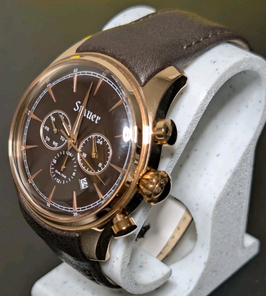 Stauer Zephyr Multi-Function Watch – 43mm Rose Gold Case – Chocolate Brown Dial
