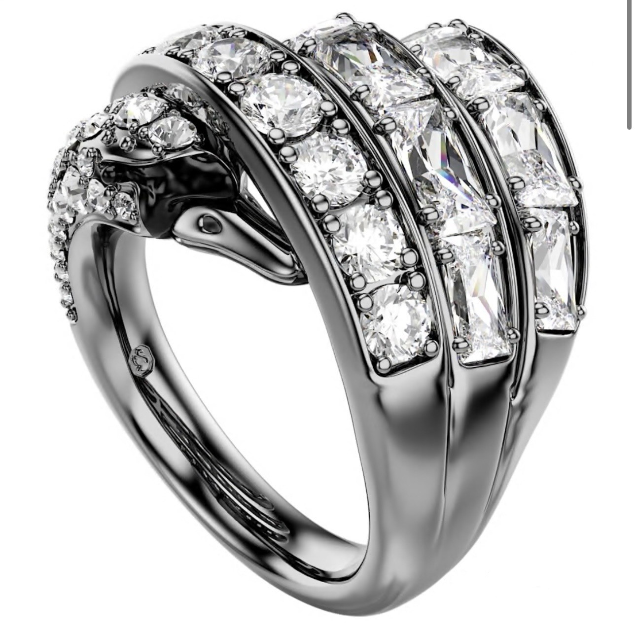 Swarovski Crystal Vienna Collection Swan Ring Ruthenium Plated 55 (US 7) 5709285