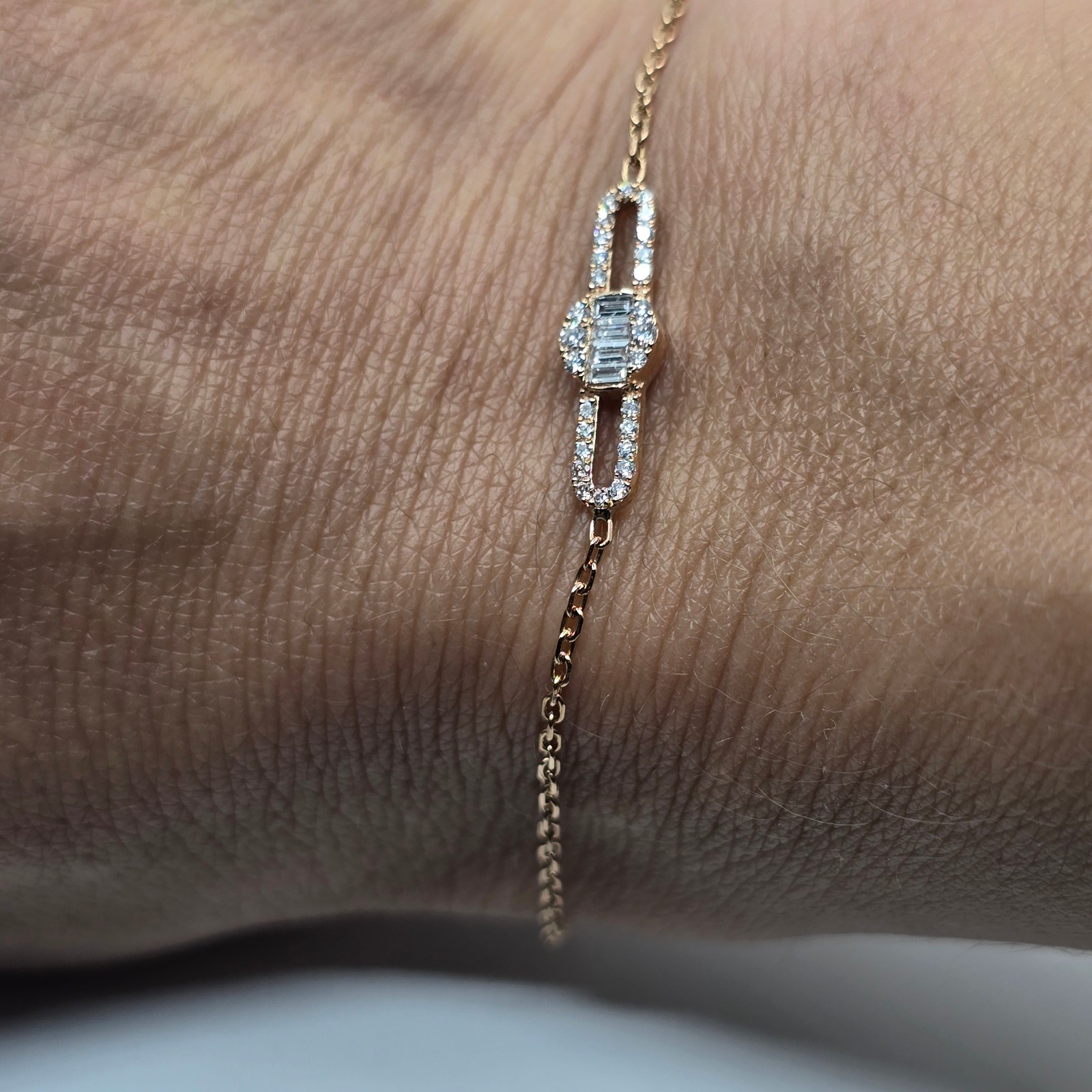 Rose gold 750 bracelet with 0.35ct diamonds G/VS1 18.5cm
