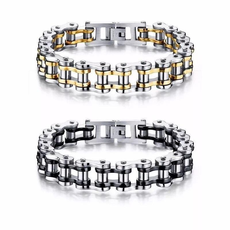 Stainless Steel Biker Chain Bracelet Mens Bracelet Link Chain Motorcycle Bicycle