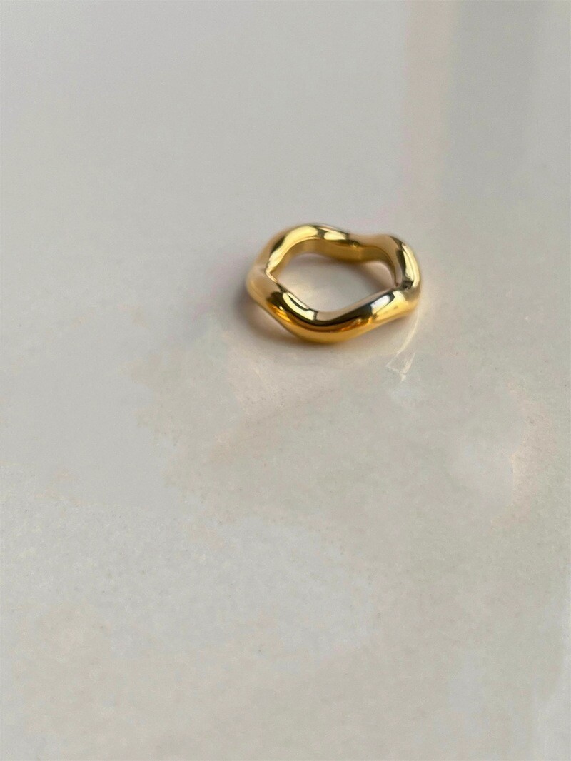 Woman 18k Gold Plated Stainless Steel Geometry Band Ring