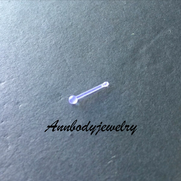 22G 20G 18G 8mm Bioplast Nose Bone STUD Clear Flexible Retainer 2mm Ball