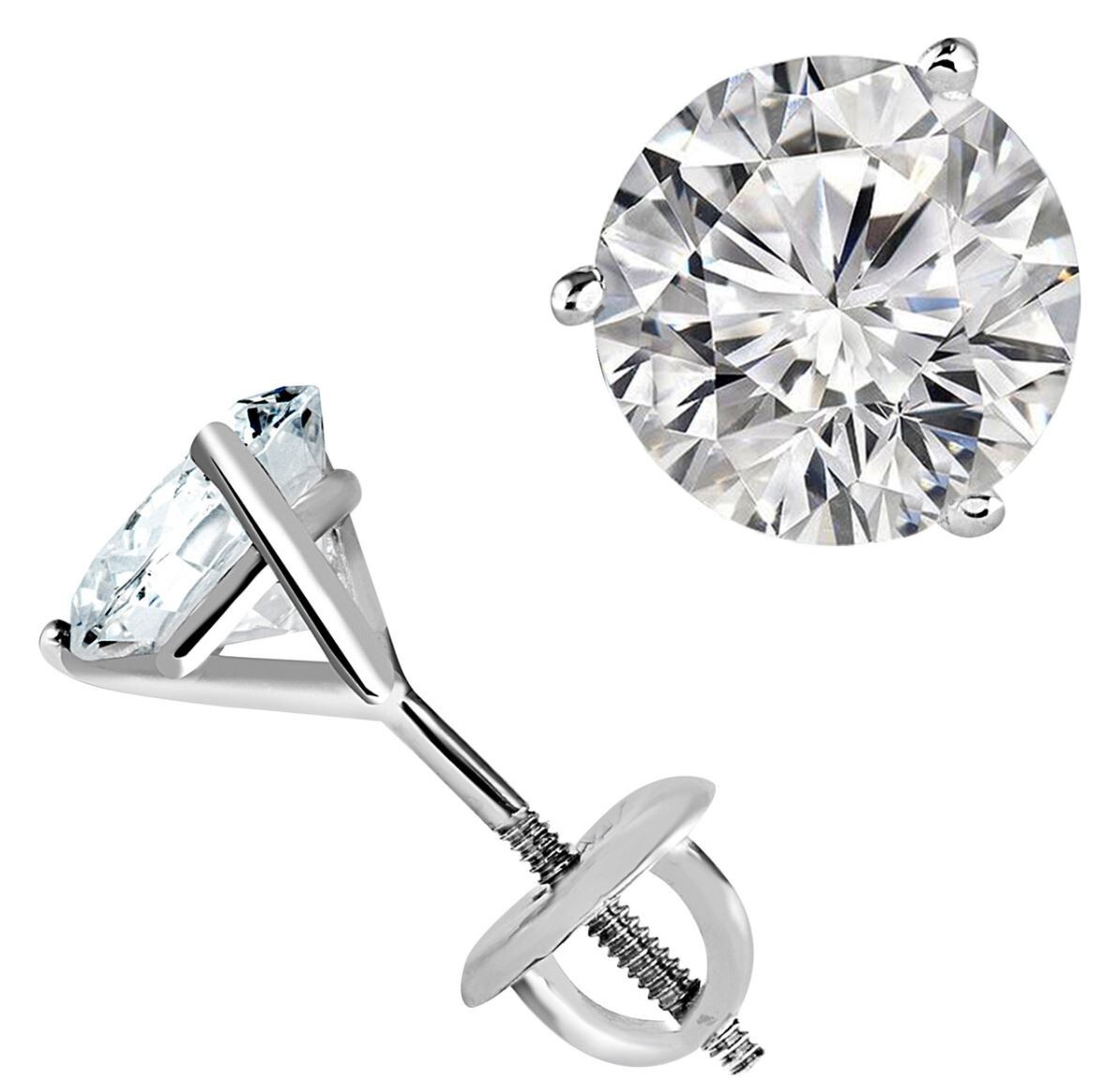 950 Platinum Martini Studs Diamond Women’s Earrings Round 0.50 Carat Lab Created