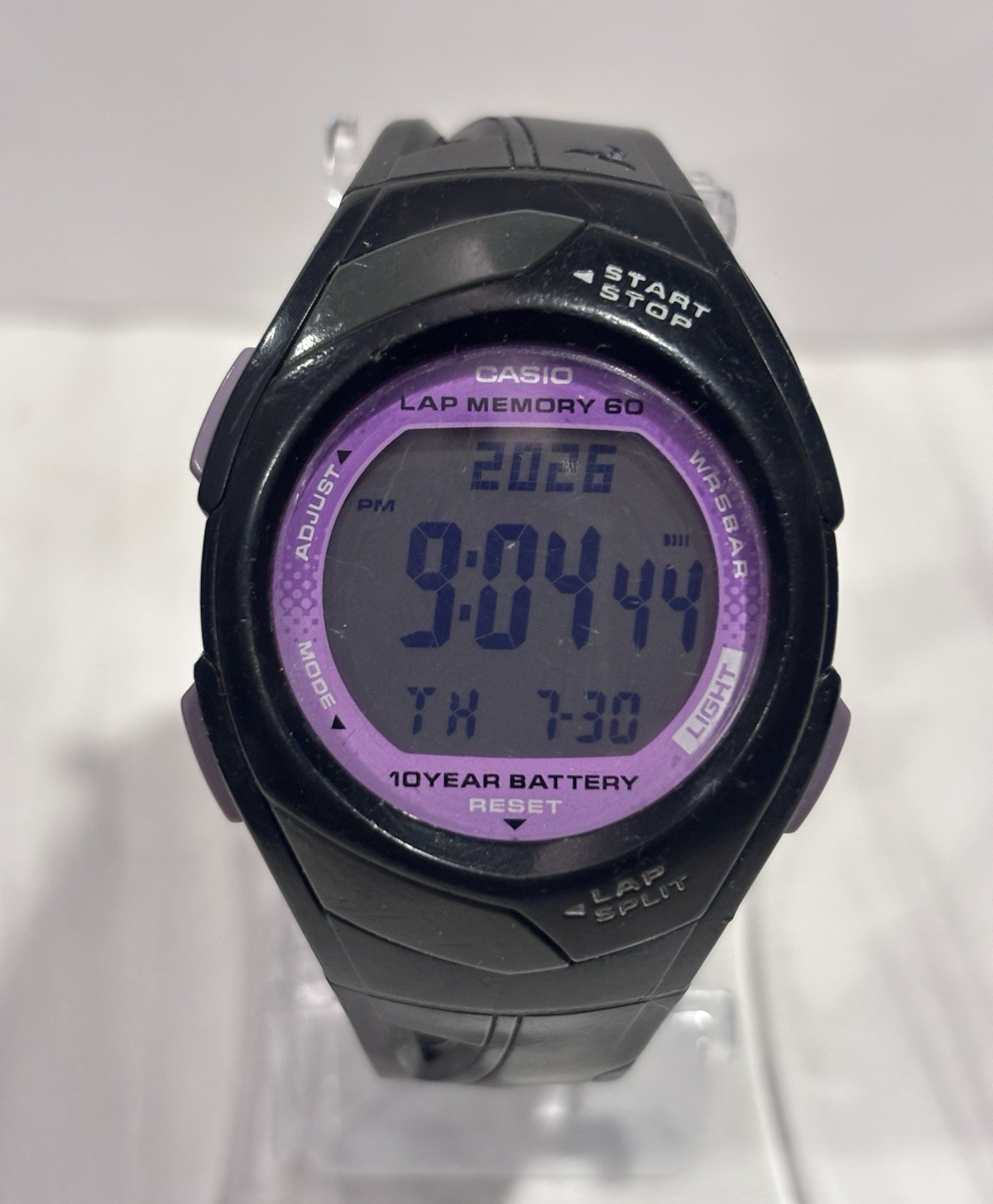 Casio PHYS Digital Quartz 50m Lap Memory 60 10-Year Battery Black Resin Purple