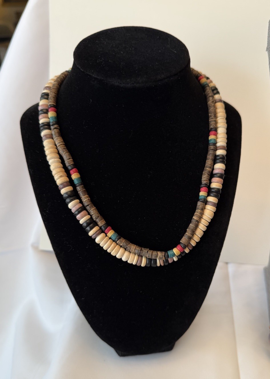Fall Mixed Brown Authentic Vintage Boho Beach Necklaces Roundelle Beads Shell