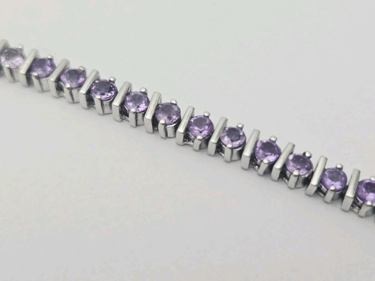 925 Sterling Silver Round Cut Amethyst Women’s Tennis Bracelet 6.7″