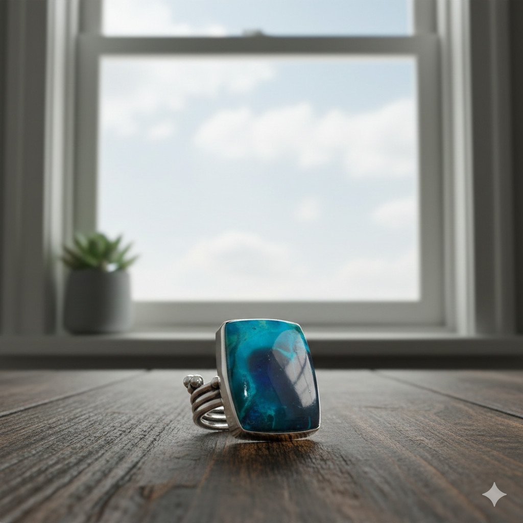 Chrysocolla Gemstone Handmade Ethnic Jewelry Ring Size 5.5