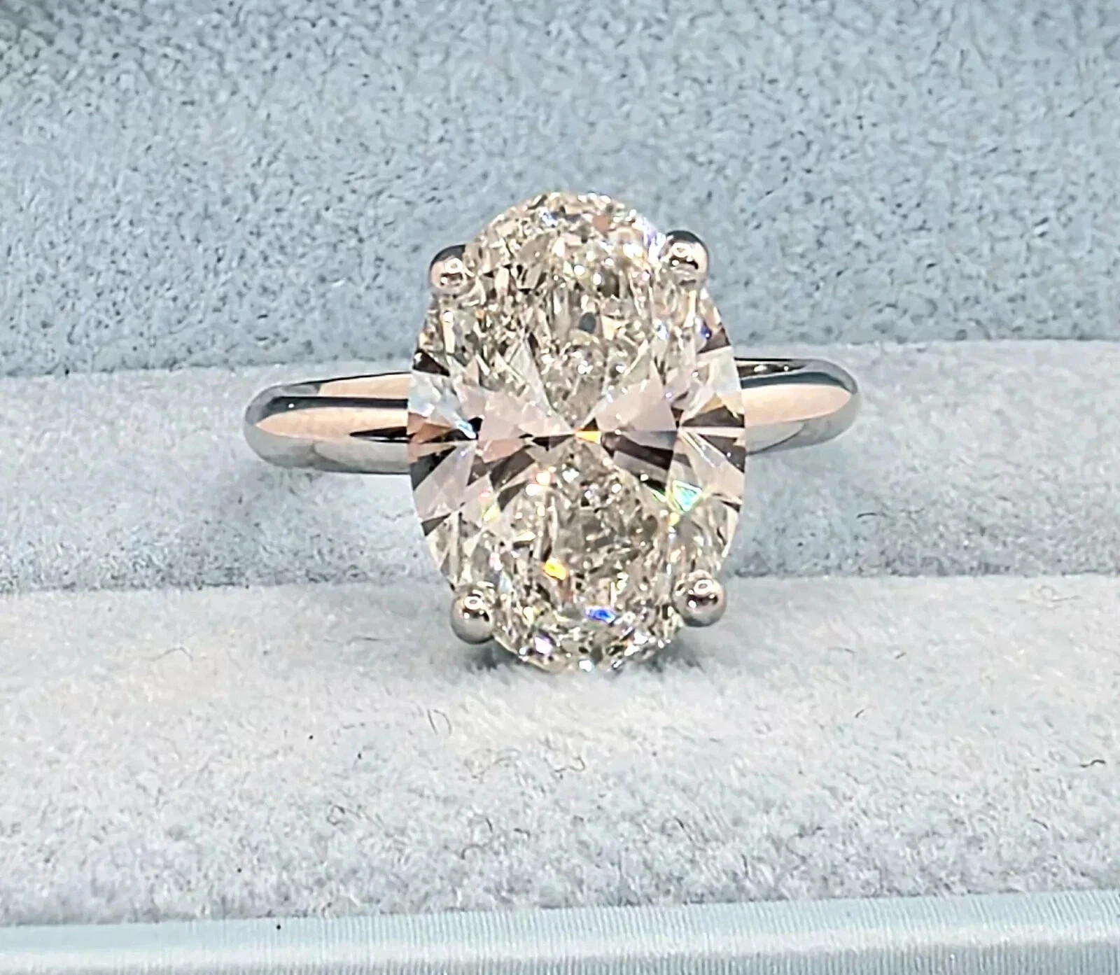 2.00ct VS1 Oval Cut White Diamond Solid 14K White Gold Ring Size as per customer