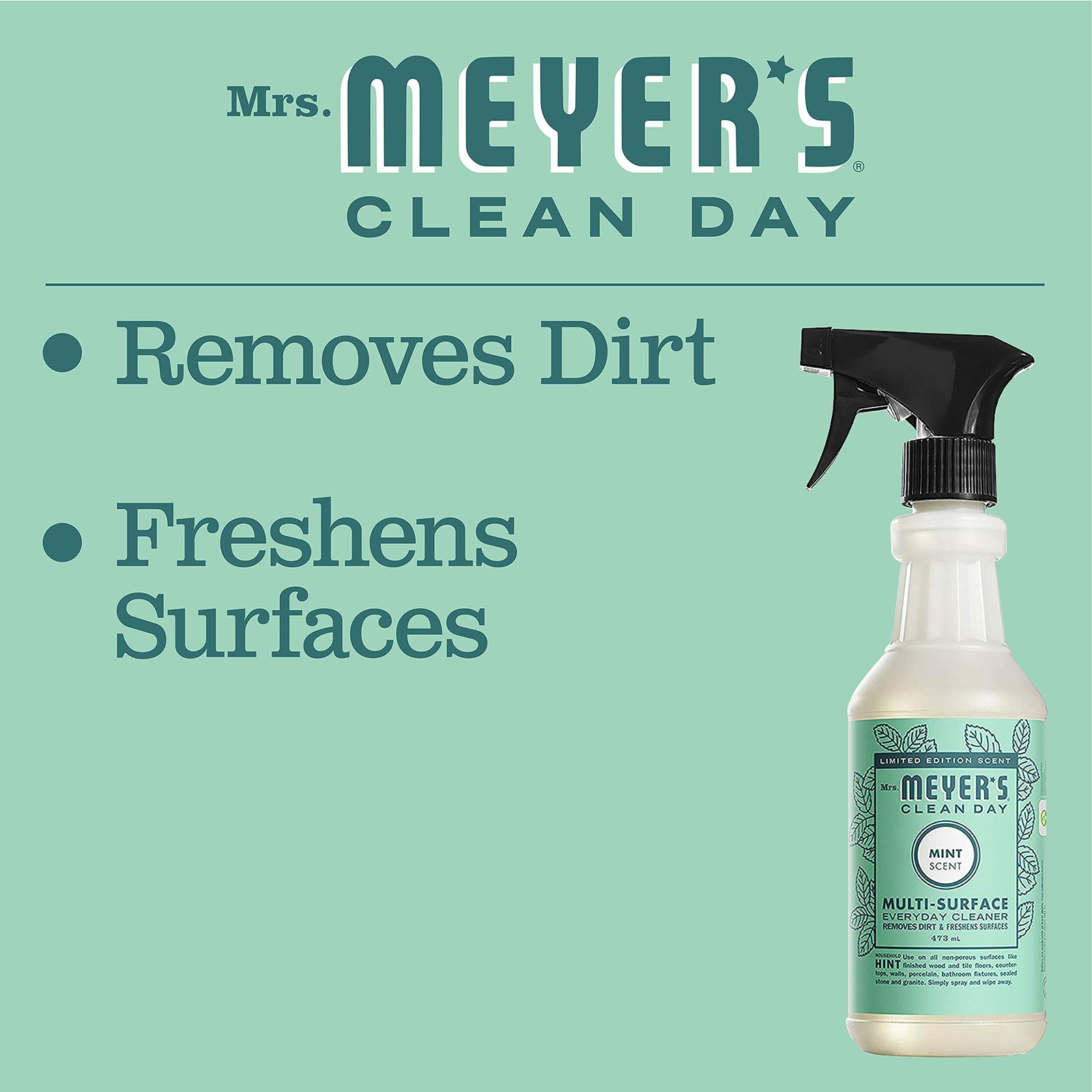 MRS. MEYER’S CLEAN DAY All-Purpose Cleaner Spray, 16 Fl Oz (Pack of 2), Clear