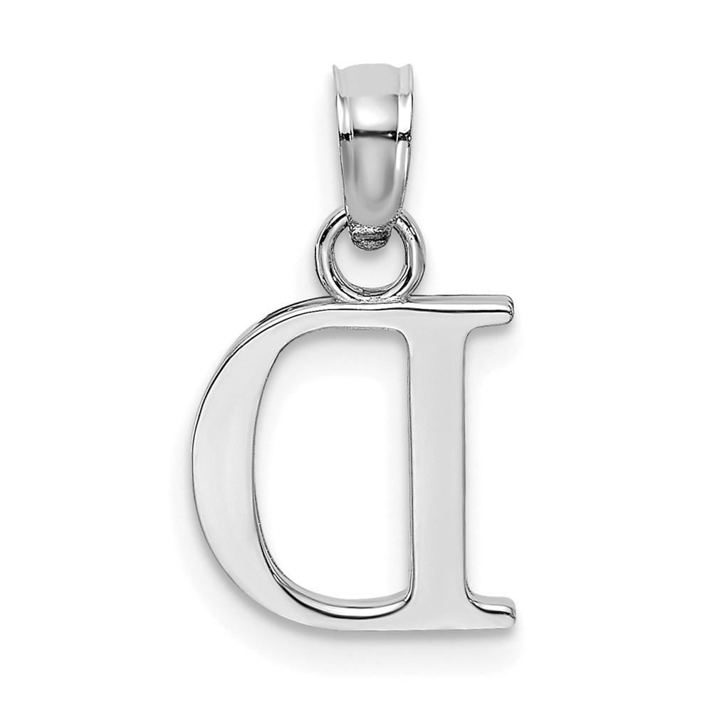 10K White Gold D Block Initial Charm Pendant 0.35gm L-9.05 mm, W-8.75mm