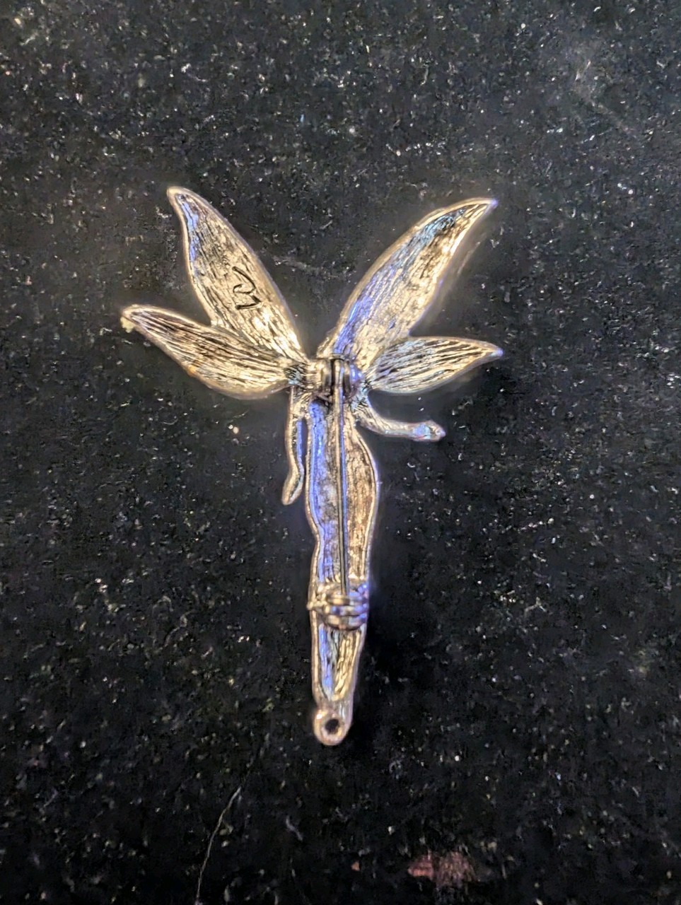 Liz Claiborne Fairycore Silver Tone With Green And Yellow Ombre Wing Brooch