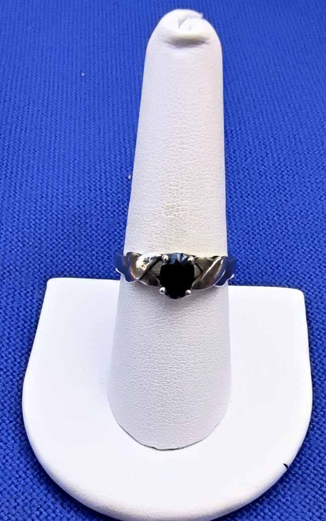 Sterling Silver Ring, Sapphire Solitaire, Size 8 Marked 925, Acid Tested #239