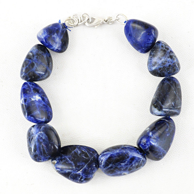 Untreated 246.00 Cts Earth Mined Blue Sodalite Beads Bracelet – Free Shipping
