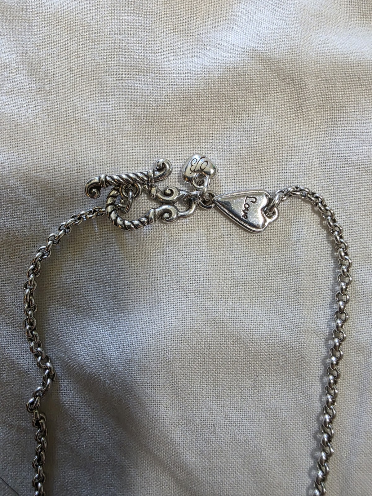 Silver Tone Cable Chain Heart Charm Pendant Necklace, Enamel Hearts, Toggle