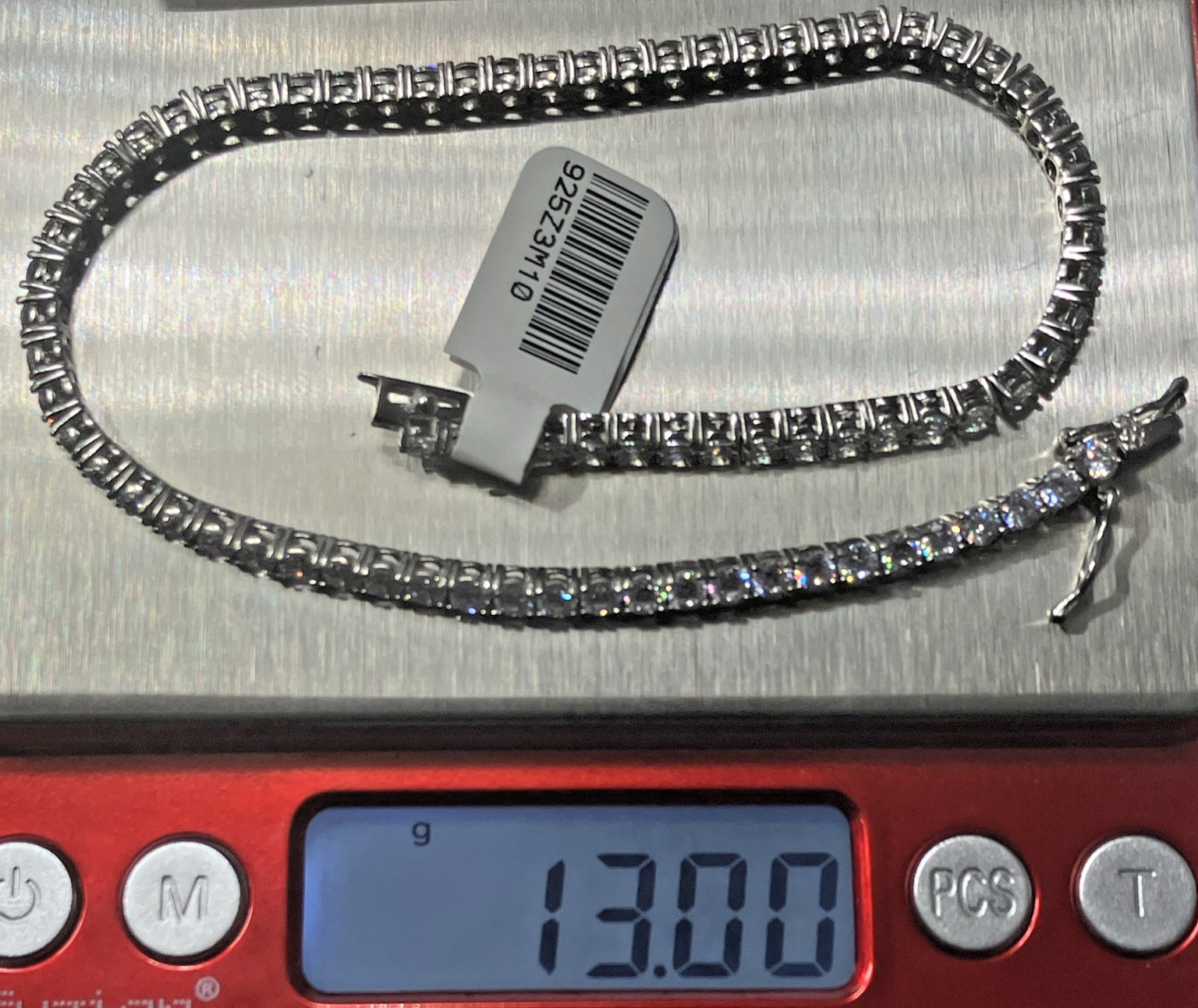 925 Sterling Silver CZ Tennis Ankle Bracelet 12.88grams 3mm 9 To 10inches NWT