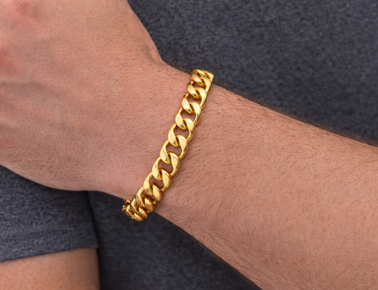 Italian 1/200 14K Yellow Gold Overlay Miami Cuban Bracelet Mens Womens 8 in mm