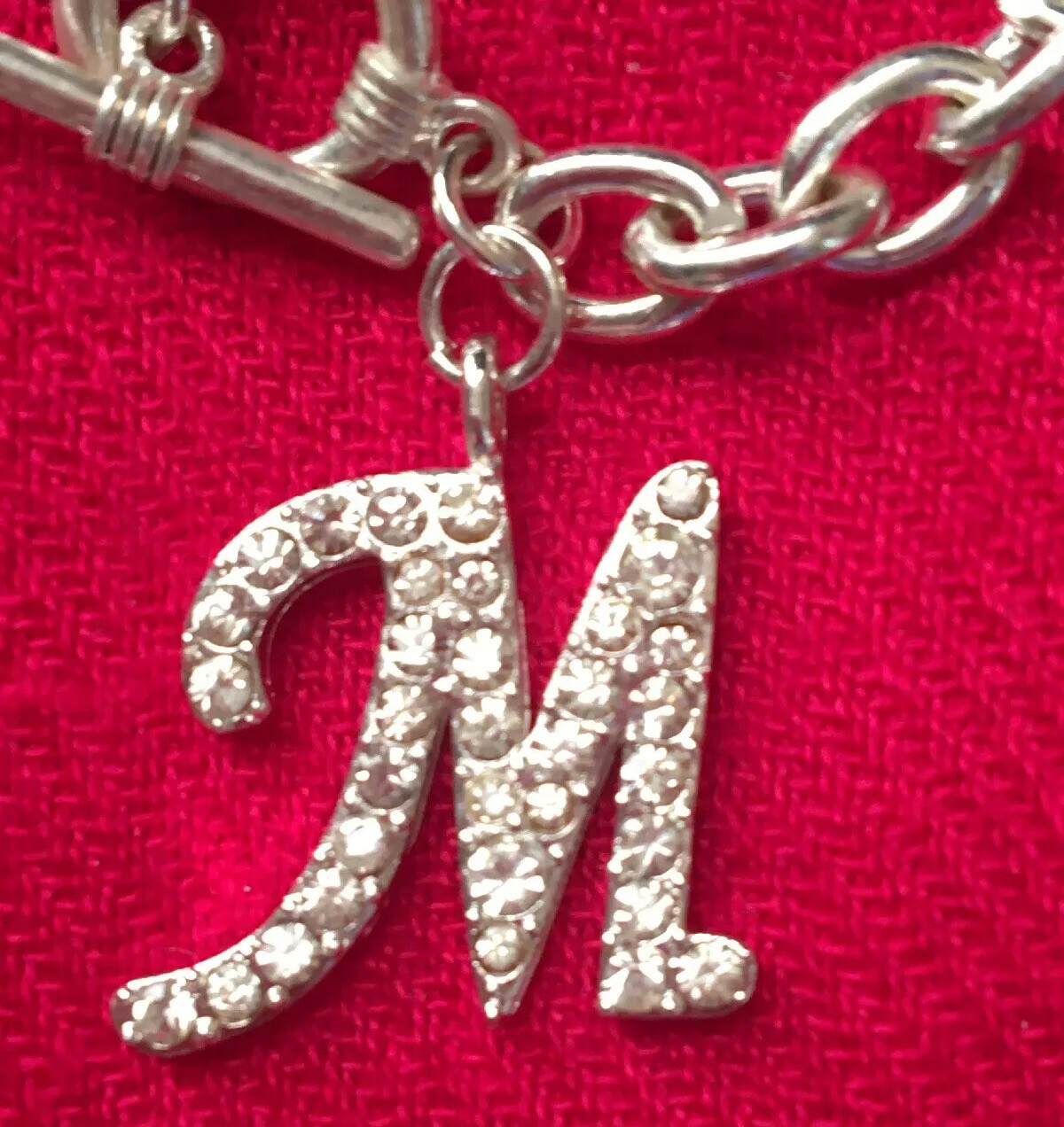 Initial M Rhinestone Silver-Tone Bracelet *Frederick’s Of Hollywood *Size S/M