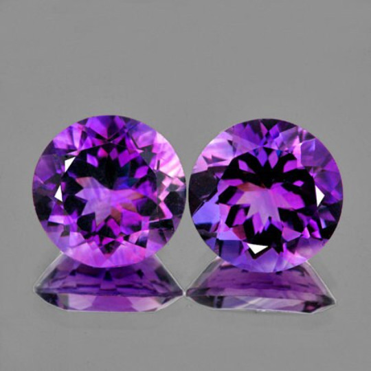 7.00mm 2 pieces Round AAA Fire Intens AAA Purple Amethyst Natural (Flawless-VVS)