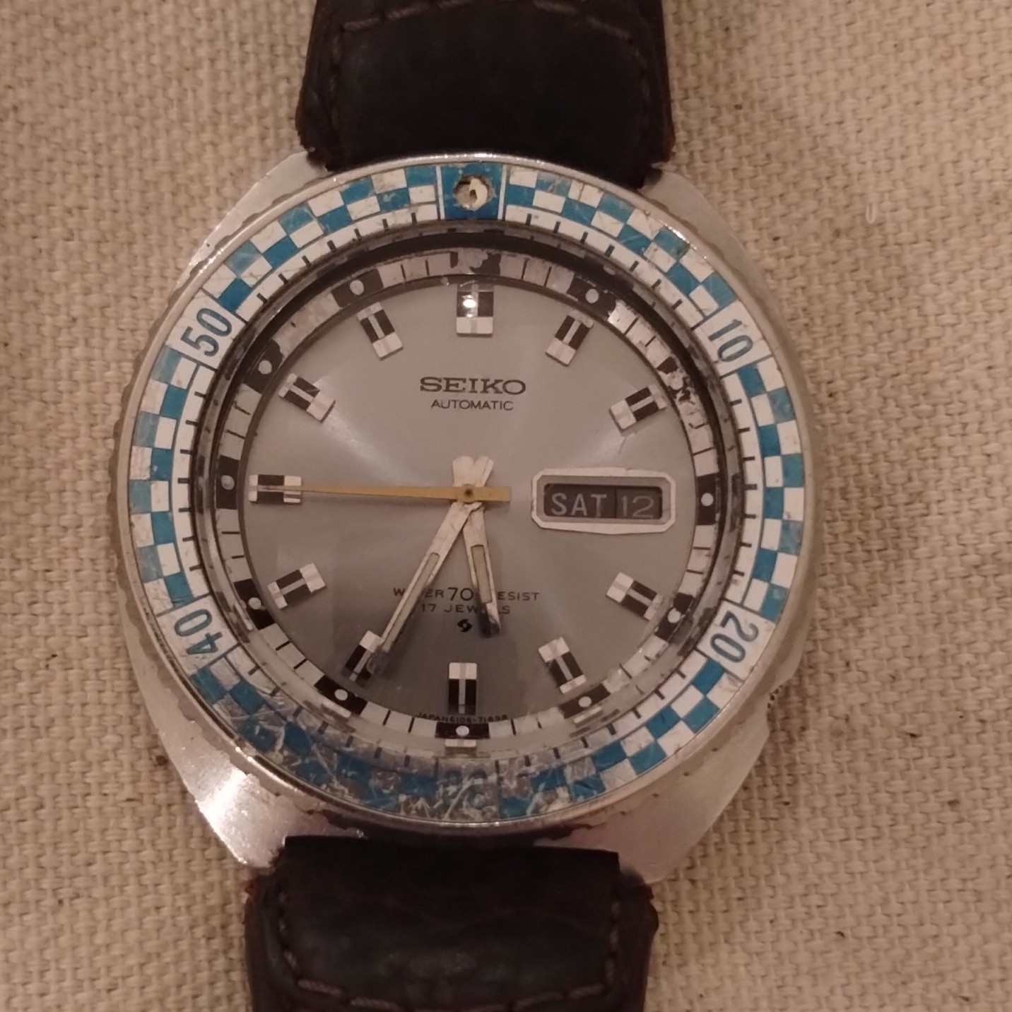 Vintage Seiko 6106-7117 Rally Diver Automatic Men’s Wristwatch Silver Dial
