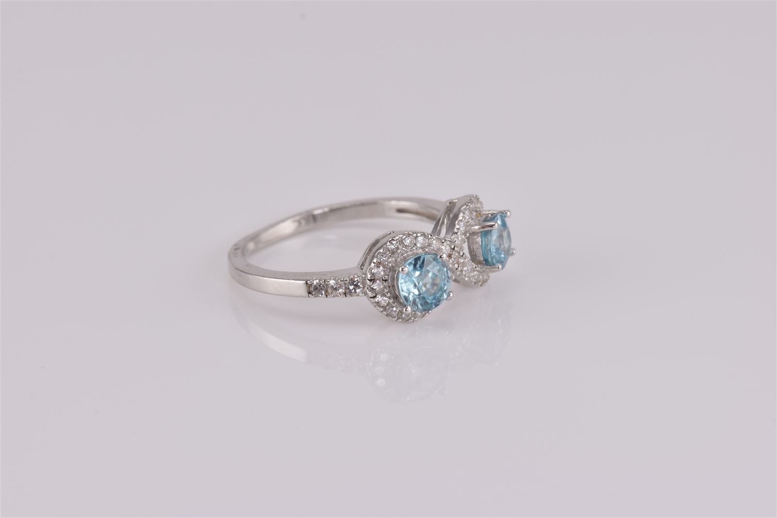 Sterling Silver Blue & White Topaz Accented Infinity Band Ring 925 Sz: 8