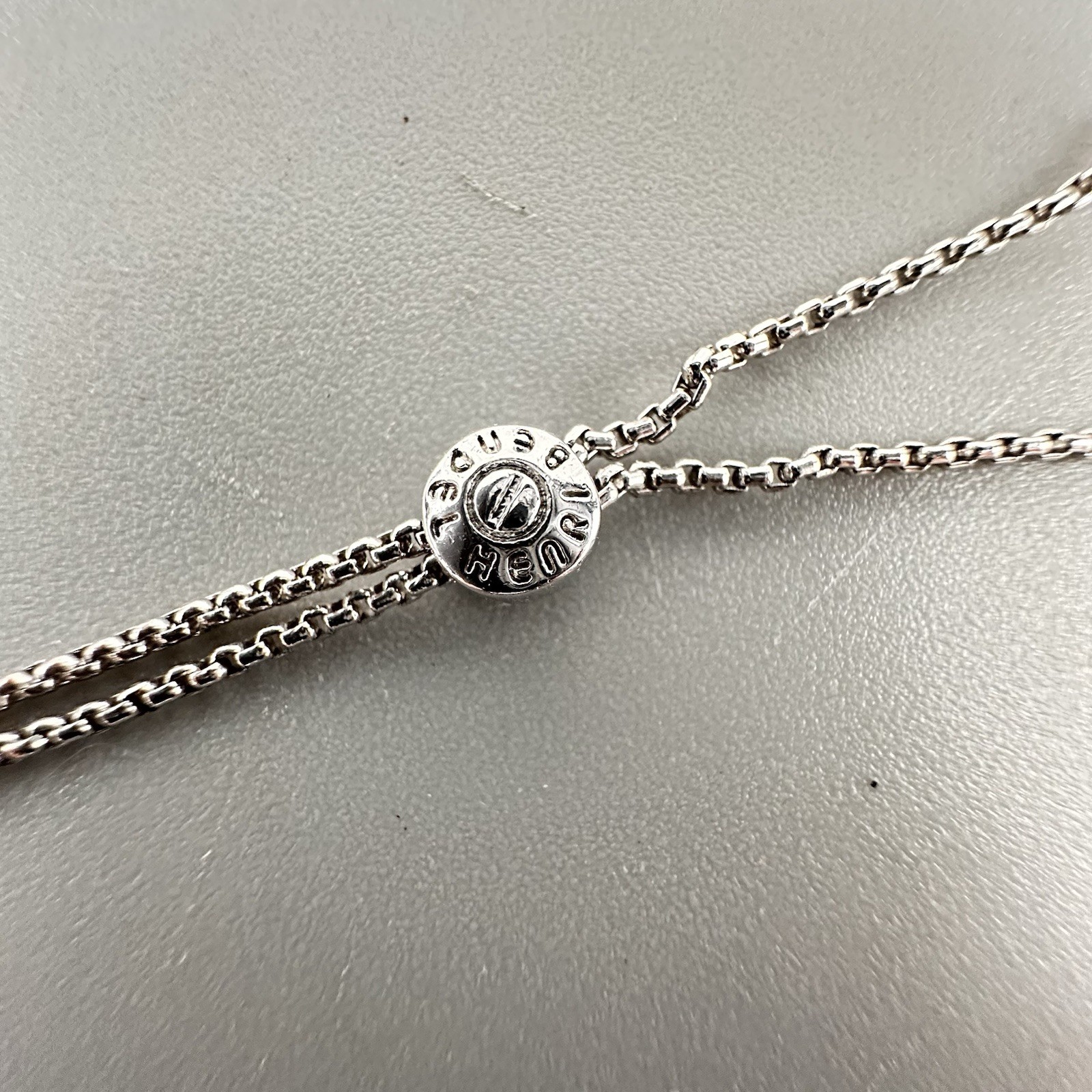 HENRI BENDEL Crystal Adjustable Slider Bracelet Rhodium Plated