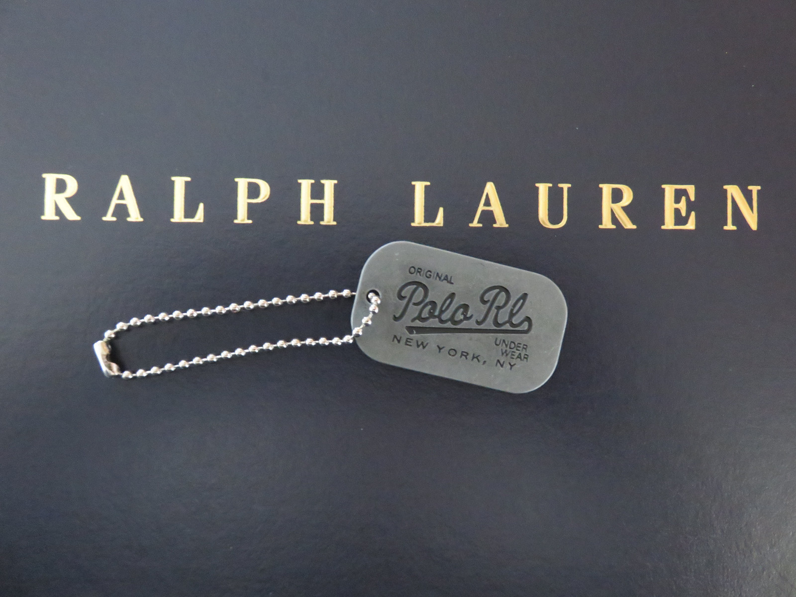 Polo RALPH LAUREN POLO RL New York Metal Gunmetal Dog Tag NEW