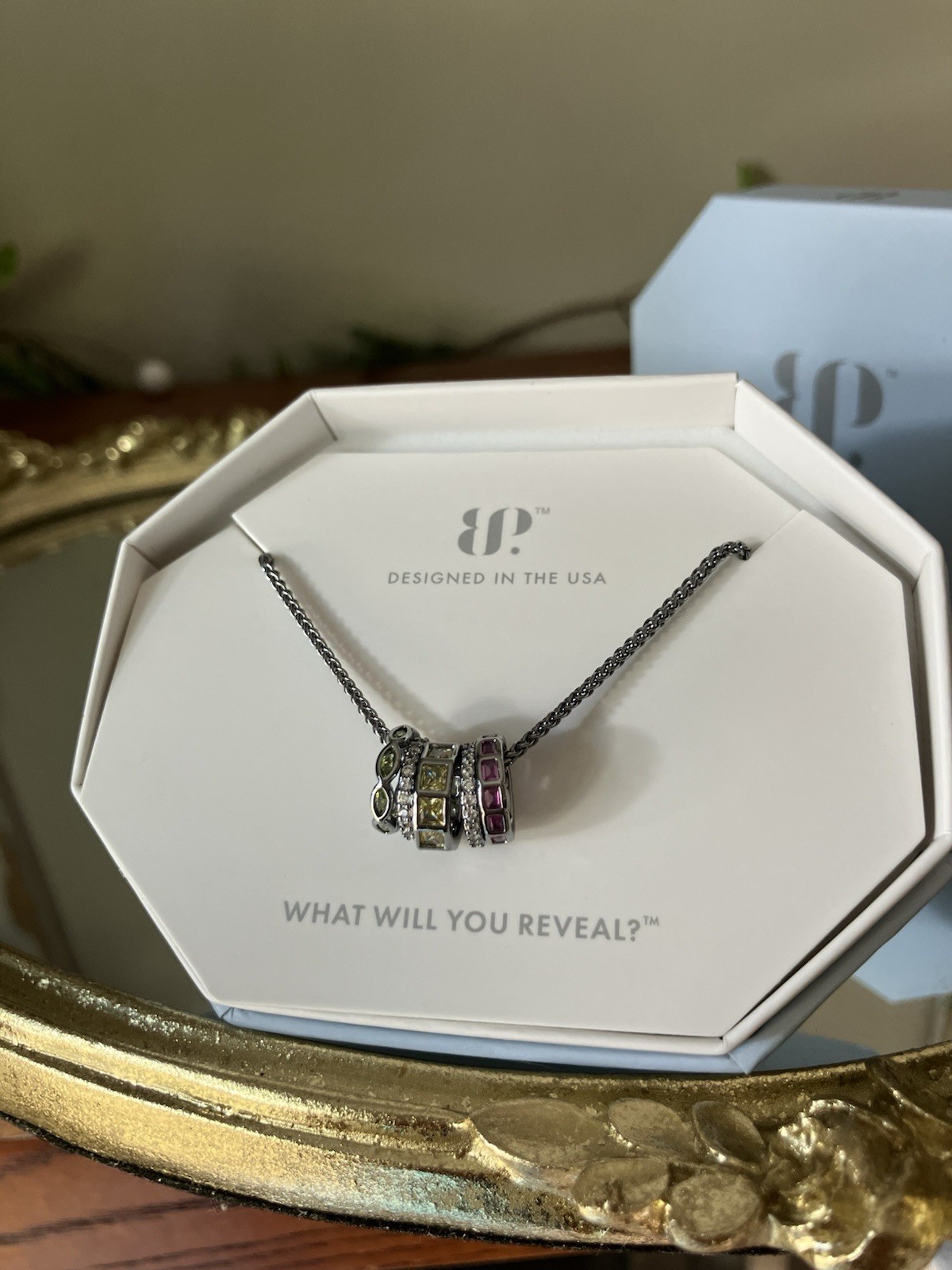 Bomb Party Necklace “Dreaming Of You” Gradient of CZ Mini Multi Color Rings Hema